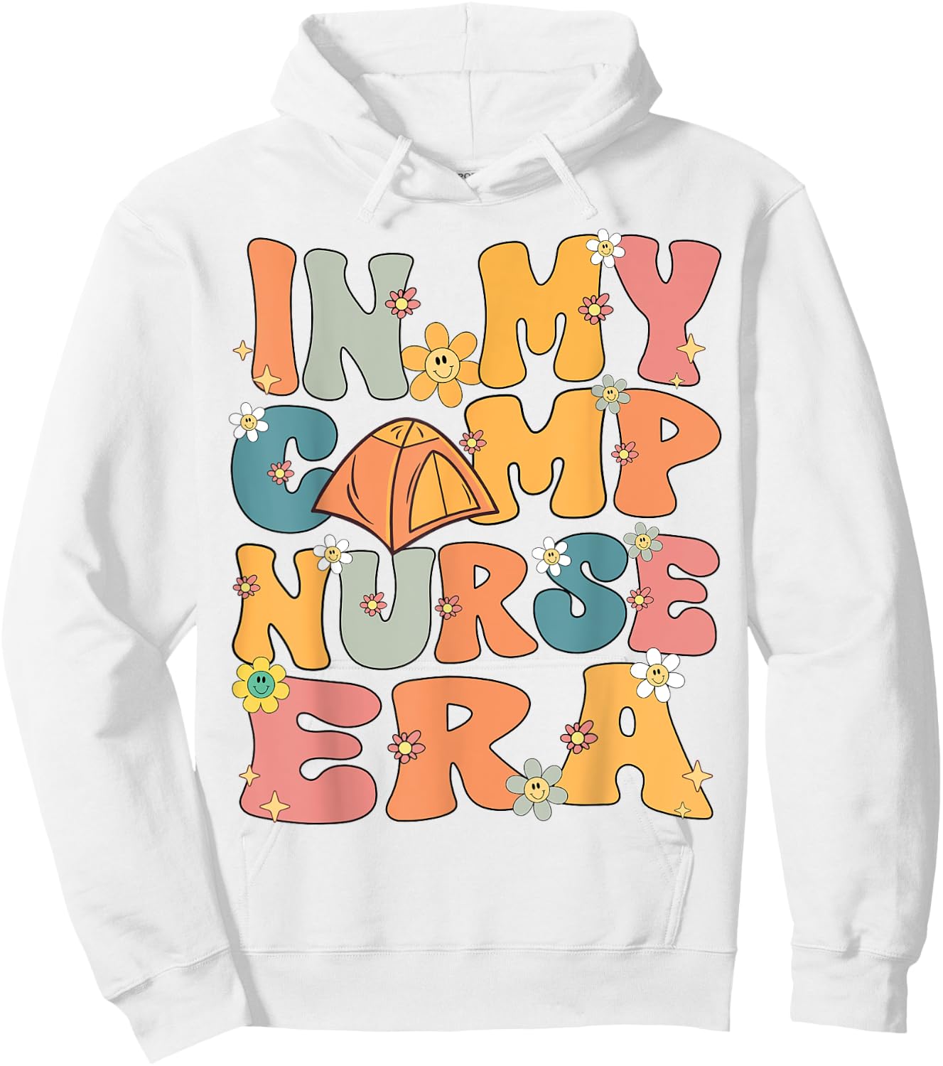 In My Camp Nurse Era Retro Groovy Summer Camp Nurse Cute Men Women Girls Kids Hoodie - Hoodie | White