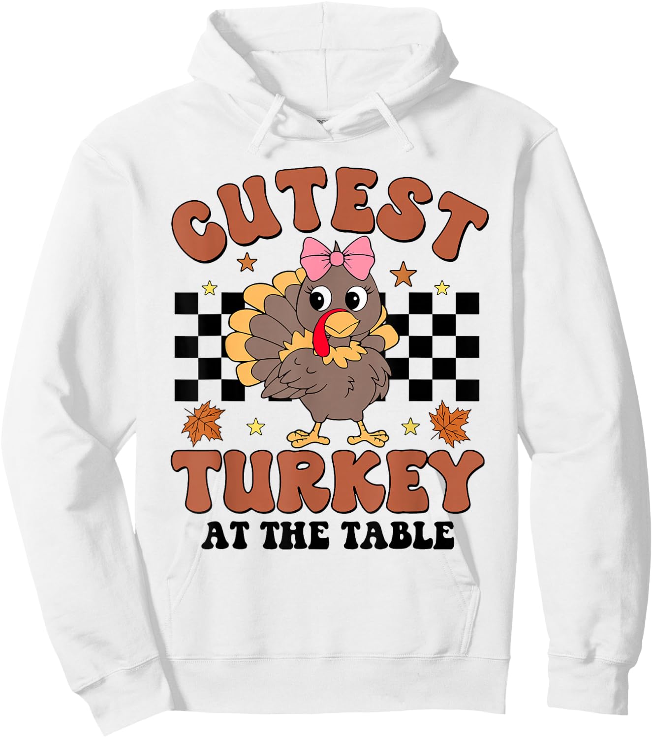 Thanksgiving Cutest Turkey At The Table Dinner Girl Toddler Hoodie - Hoodie | White