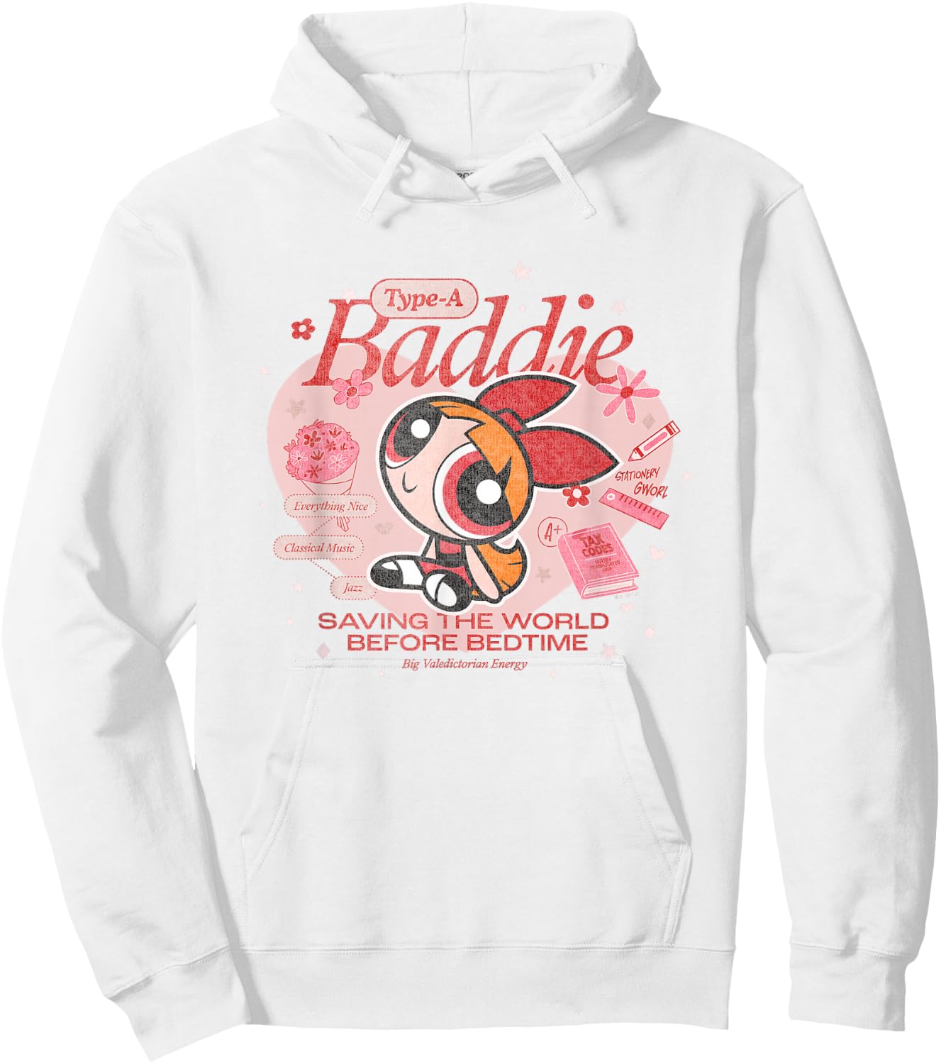 The Powerpuff Girls Blossom Type-A Baddie Distressed Hoodie - Hoodie | White