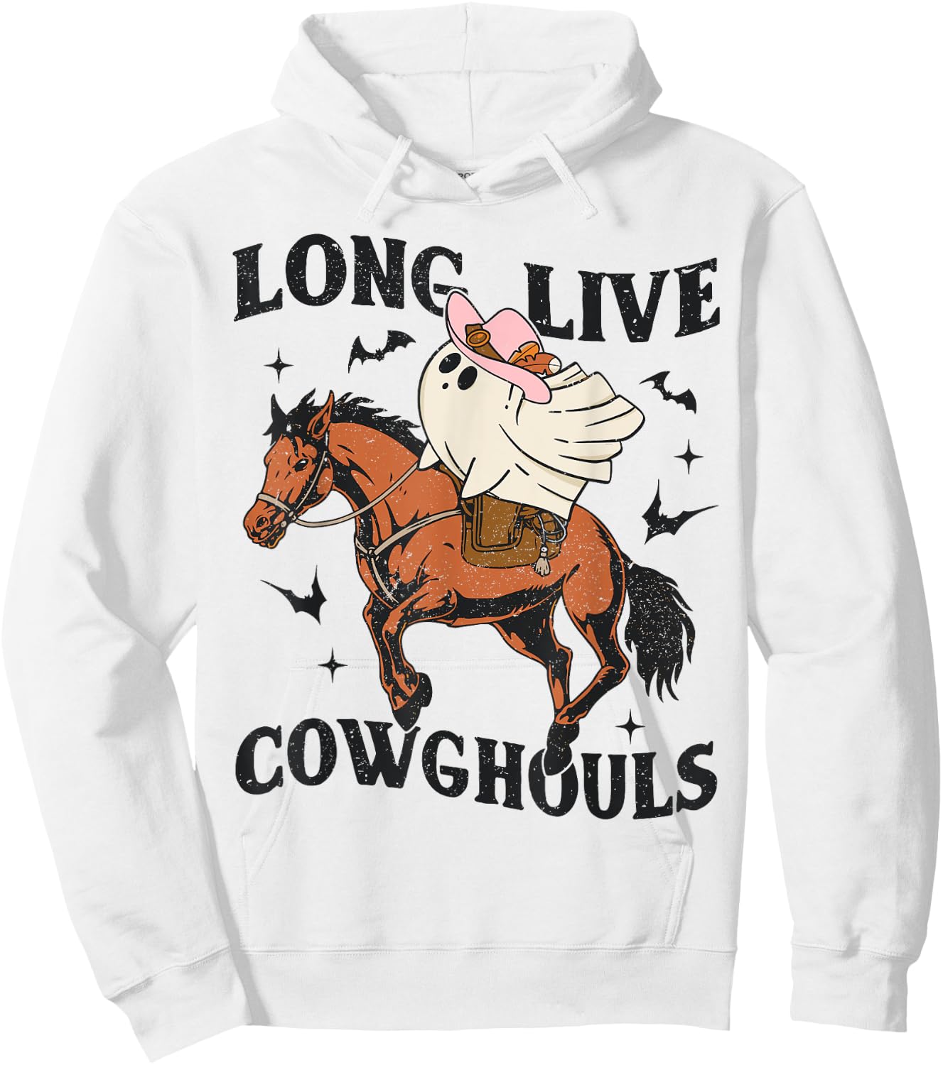 Long Live Cow Ghouls Halloween Cowboy Ghost Riding Horse Hoodie - Hoodie | White