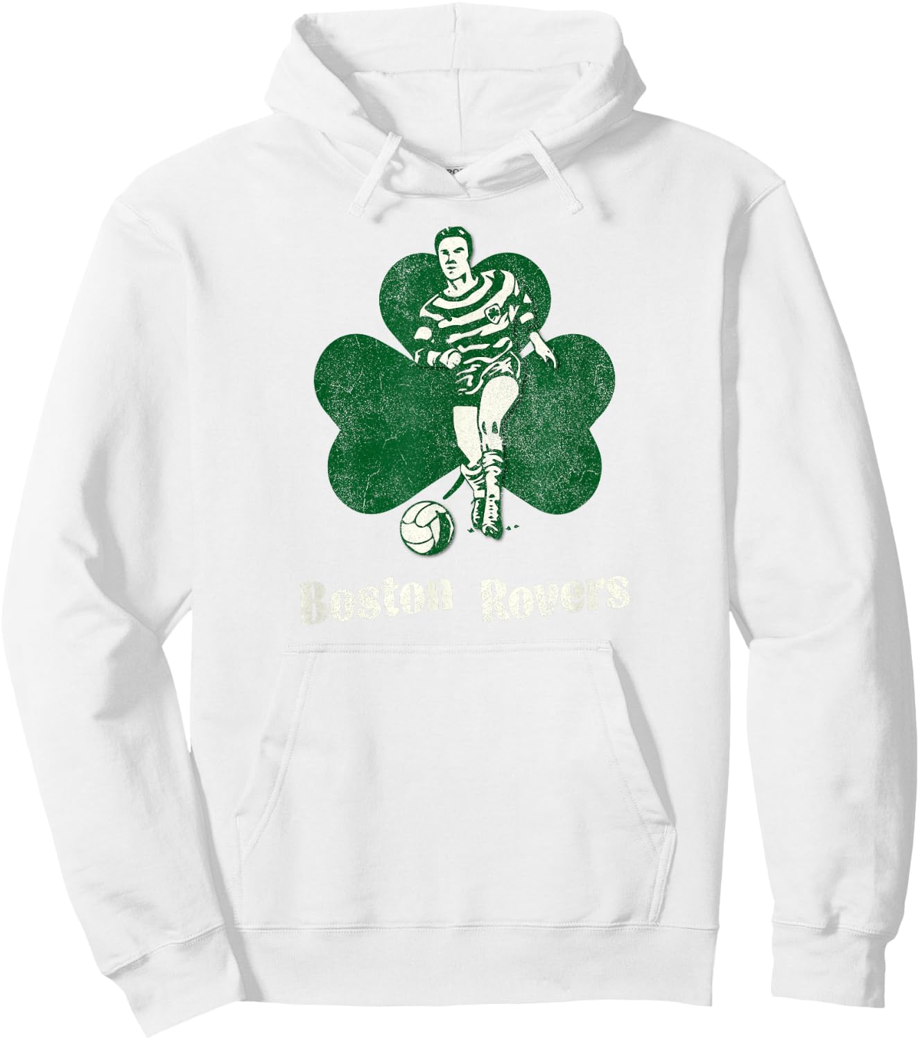 Boston Rovers Vintage Soccer League Shamrock Irish Futbol Hoodie - Hoodie | White