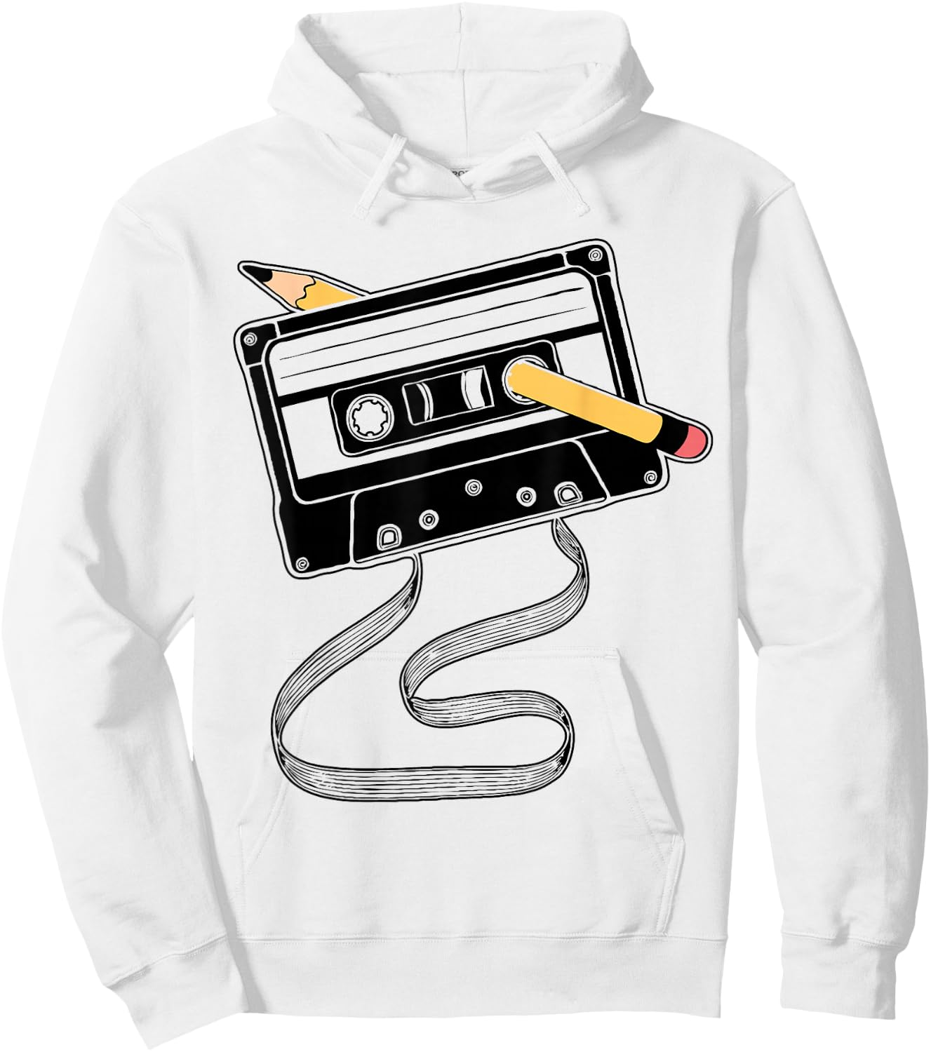 I'm This Old Cassette Tape Pencil Hoodie - Hoodie | White