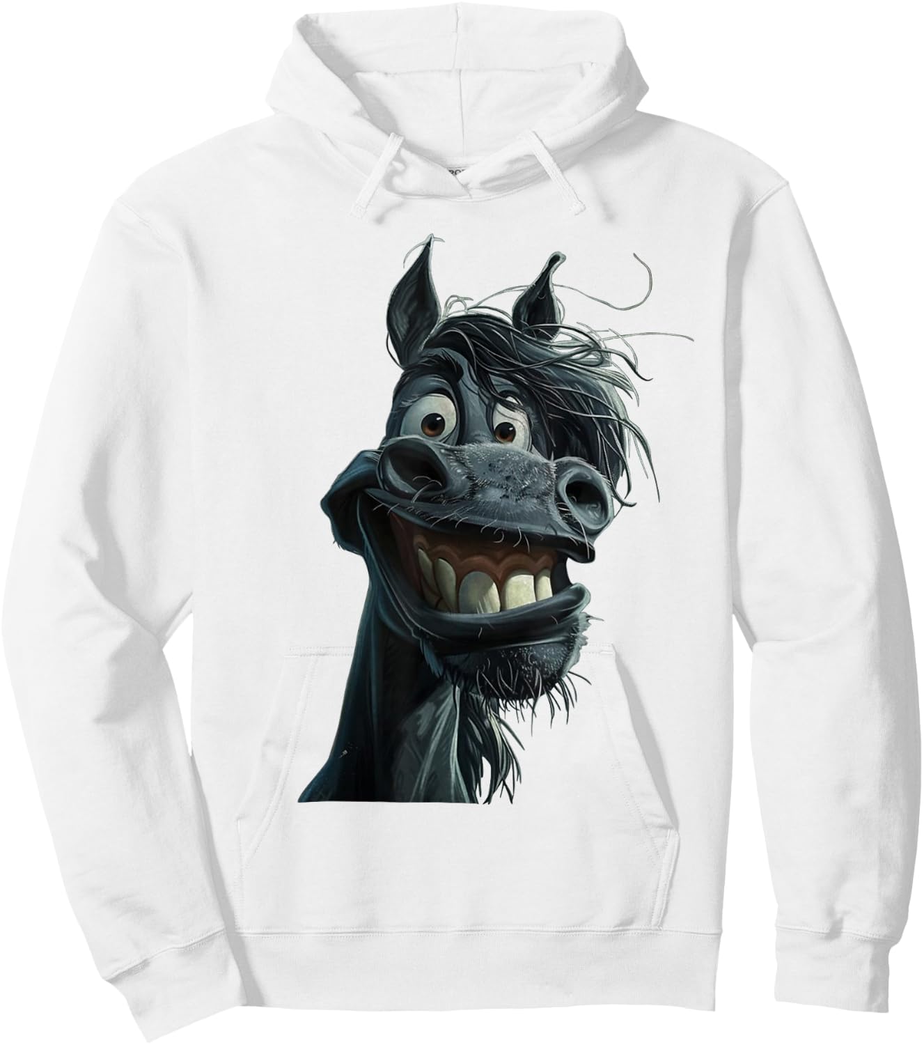 Peach-bruh Dark - Black Funny Horse Art Cute Crazy Horse Hoodie - Hoodie | White