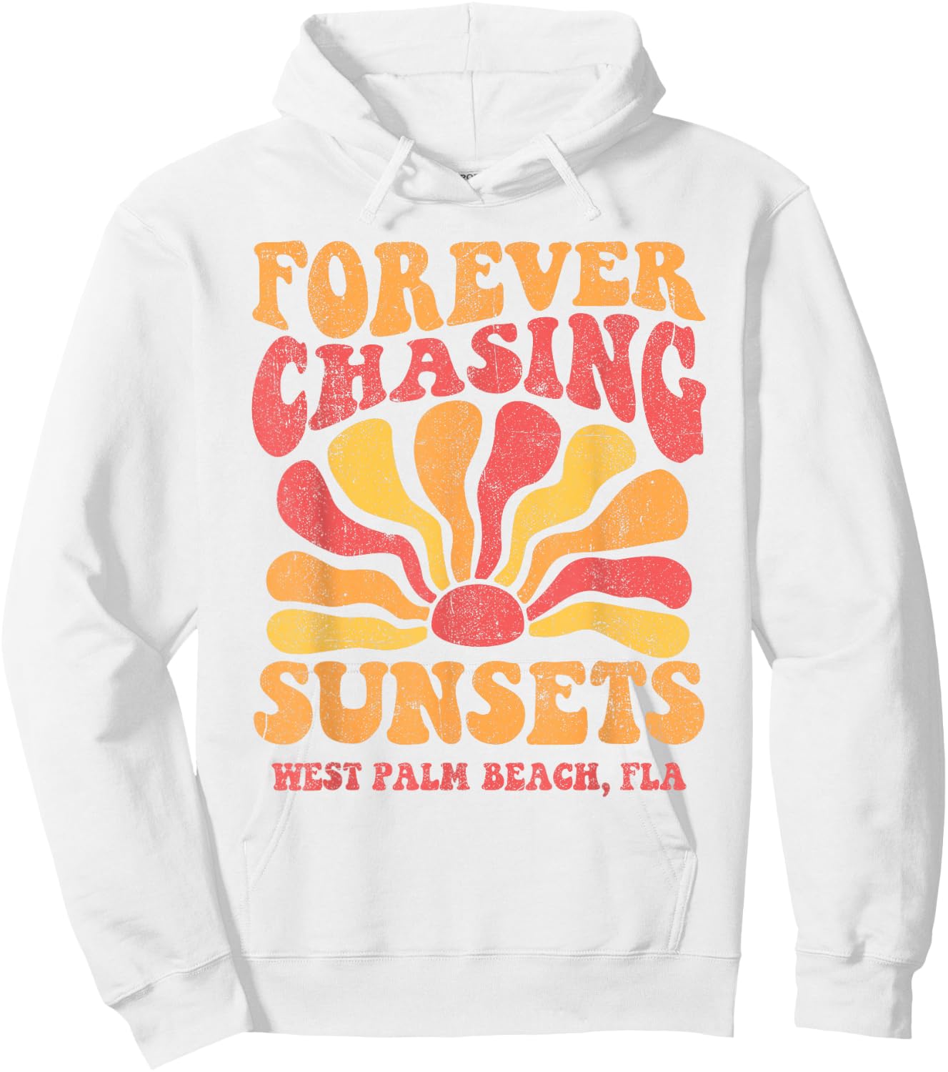 Forever Chasing Sunsets West Palm Beach Florida 70s Retro Hoodie - Hoodie | White