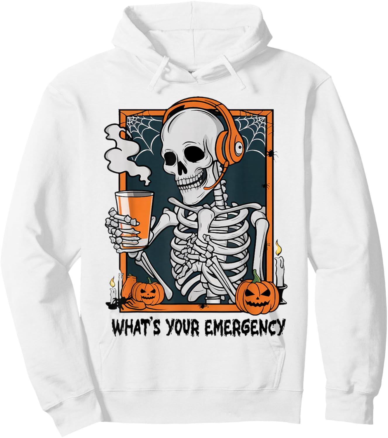 Funny 911 Dispatcher Halloween Skeleton What Your Emergency Hoodie - Hoodie | White