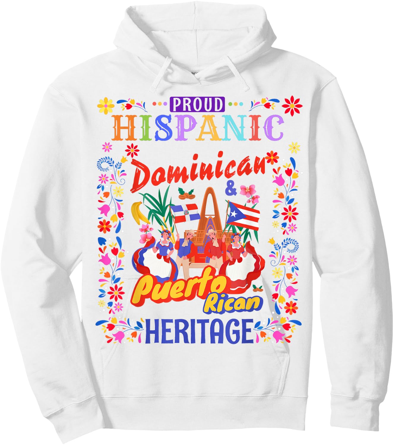 Puerto Rican & Dominican Flag Outfit Idea Women Dominican Hoodie - Hoodie | White