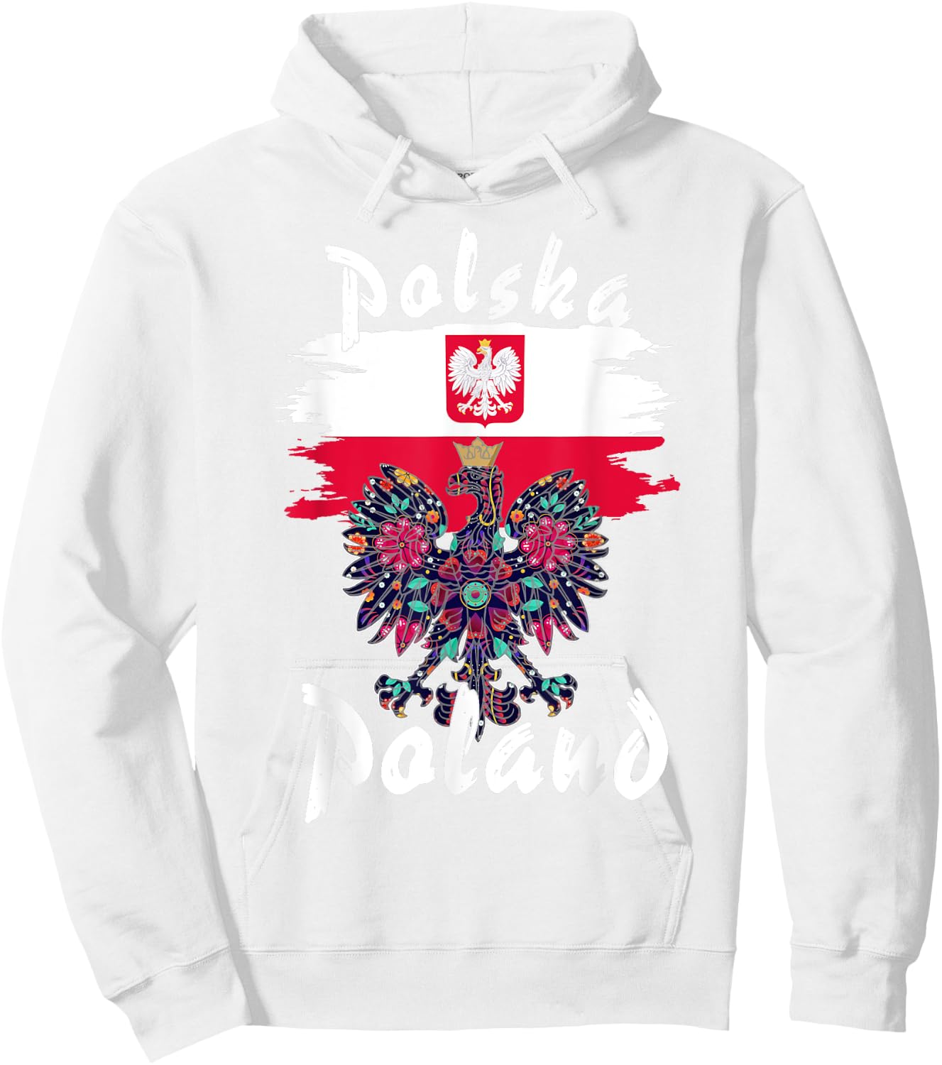 Polska Polish Flag Idea & Polish Folk Polish Eagle Hoodie - Hoodie | White