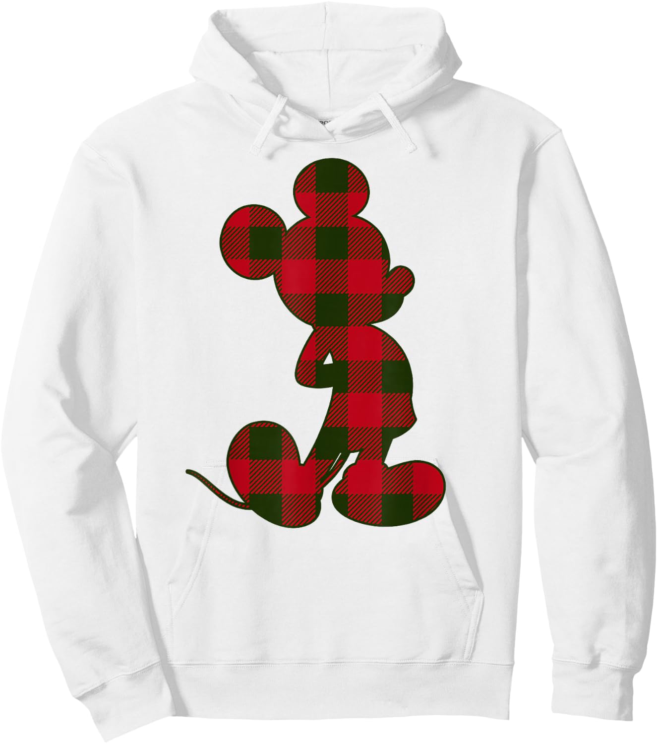 Disney Mickey Mouse Christmas Plaid Silhouette Fill Hoodie - Hoodie | White