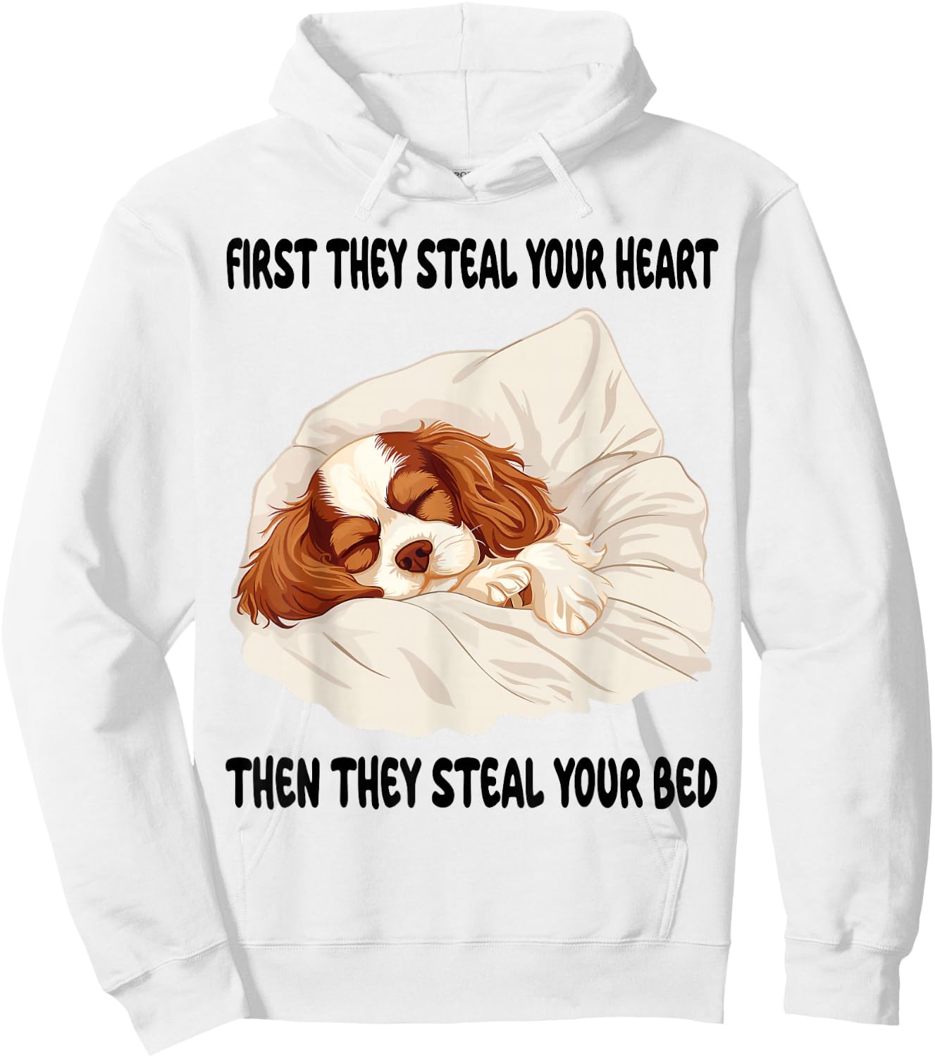 Cavalier King Charles Spaniel Sleeping Pajamas Nightgown Hoodie - Hoodie | White