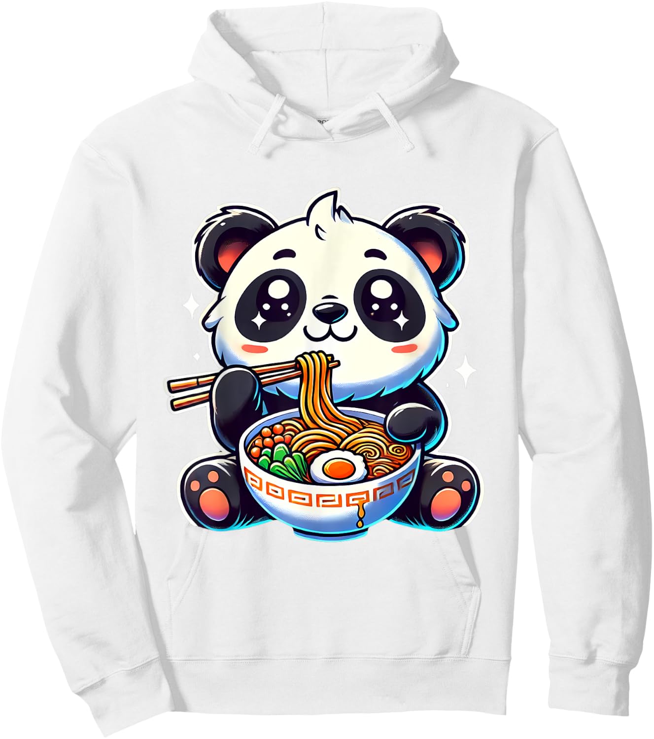 Kawaii Panda Eating Ramen Soup Cute Anime For Kids Hoodie - Hoodie | White
