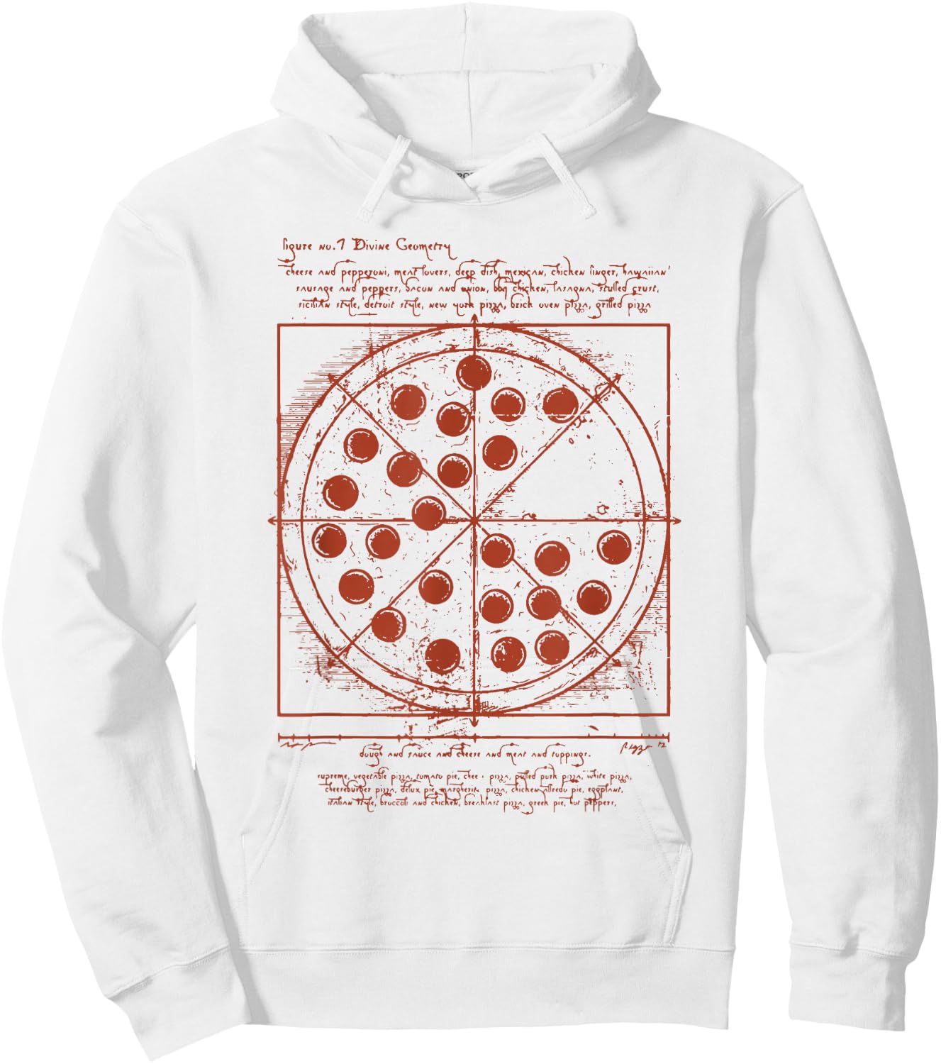 Vitruvian Pizza Da Vinci Funny Movie Reference Hoodie - Hoodie | White