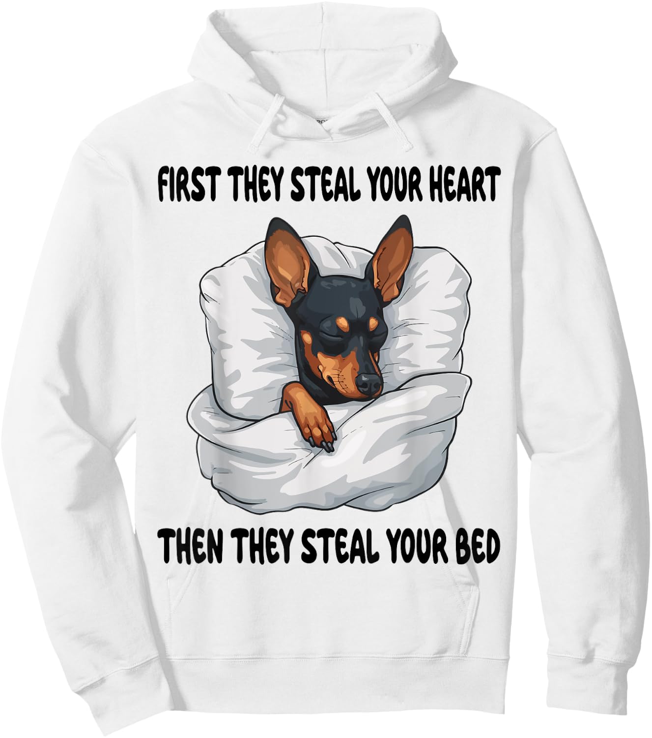 Miniature Pinscher Sleeping Pajamas Nightgown Hoodie - Hoodie | White