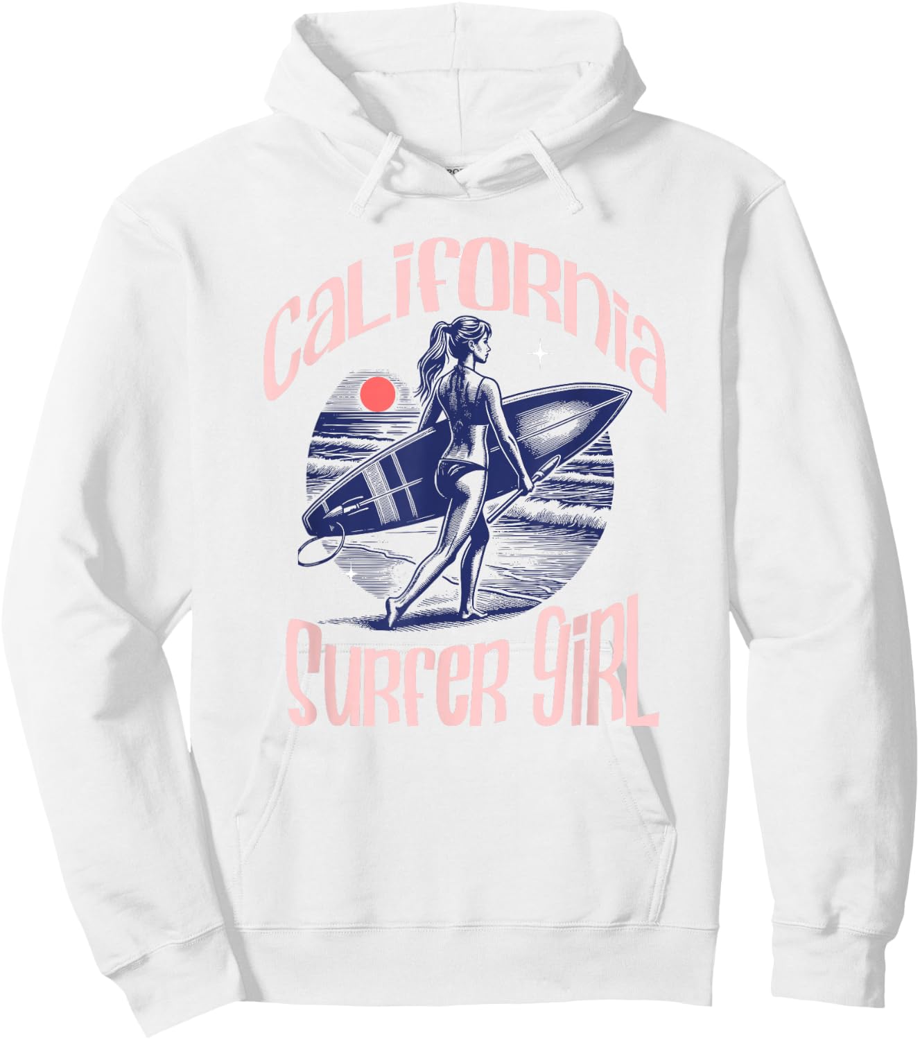California Surfer Girl Beach Cute Summer Hoodie - Hoodie | White