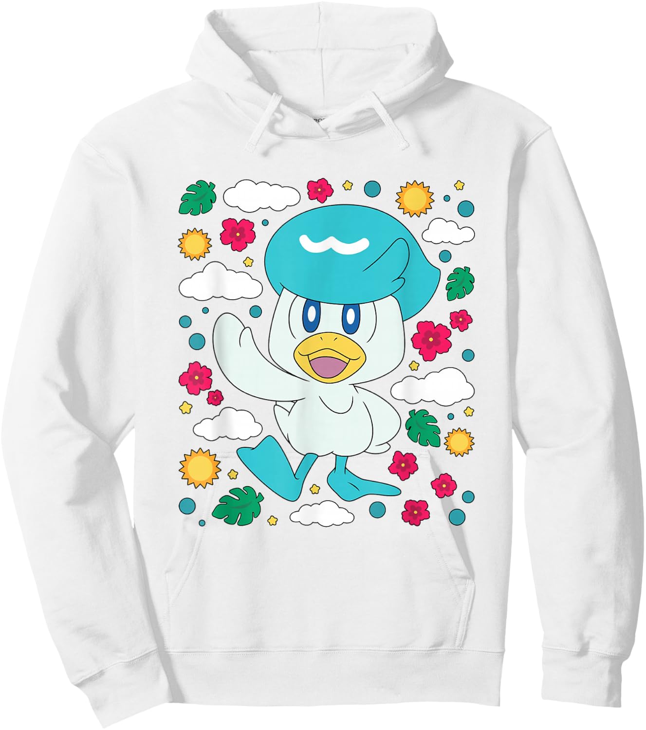 Pokémon Iconic Cute Quaxly Colorful Big Chest Logo Hoodie - Hoodie | White
