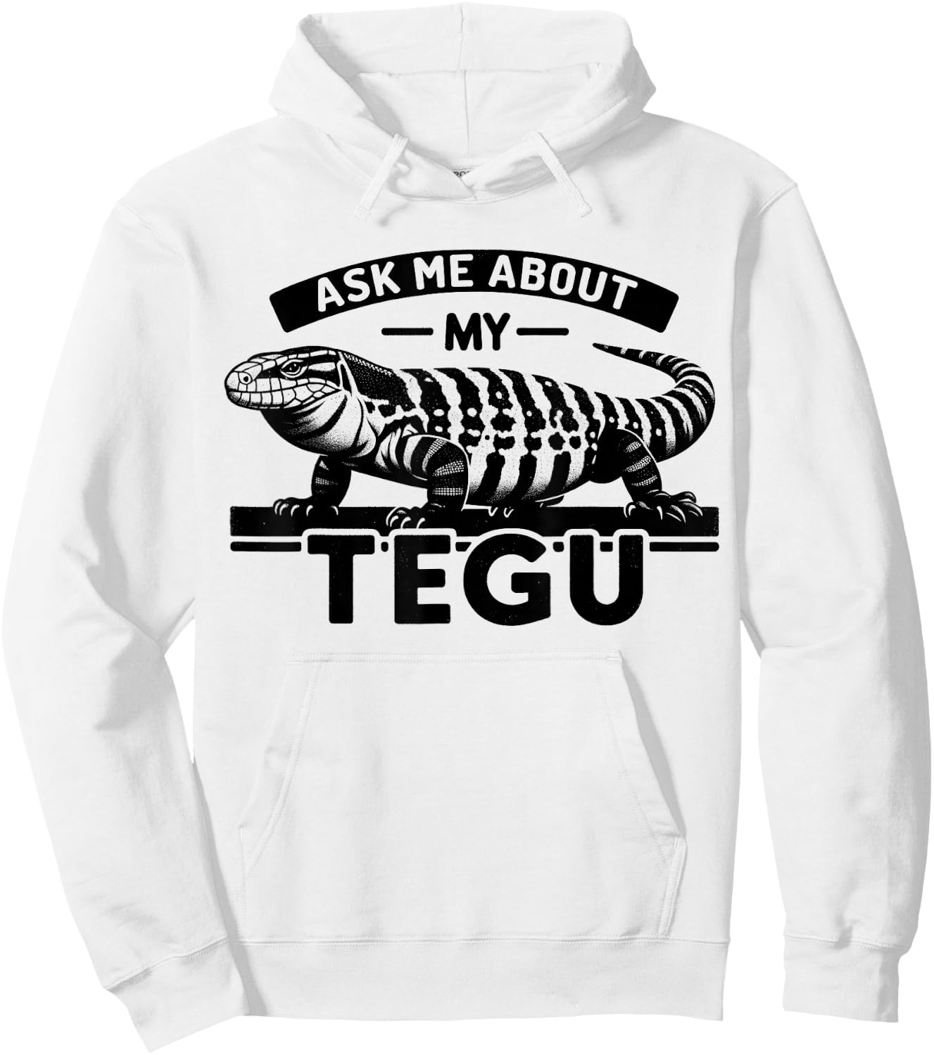 Tegu Lover - My Tegu Hobby - Giant Black And White Tegu Hoodie - Hoodie | White