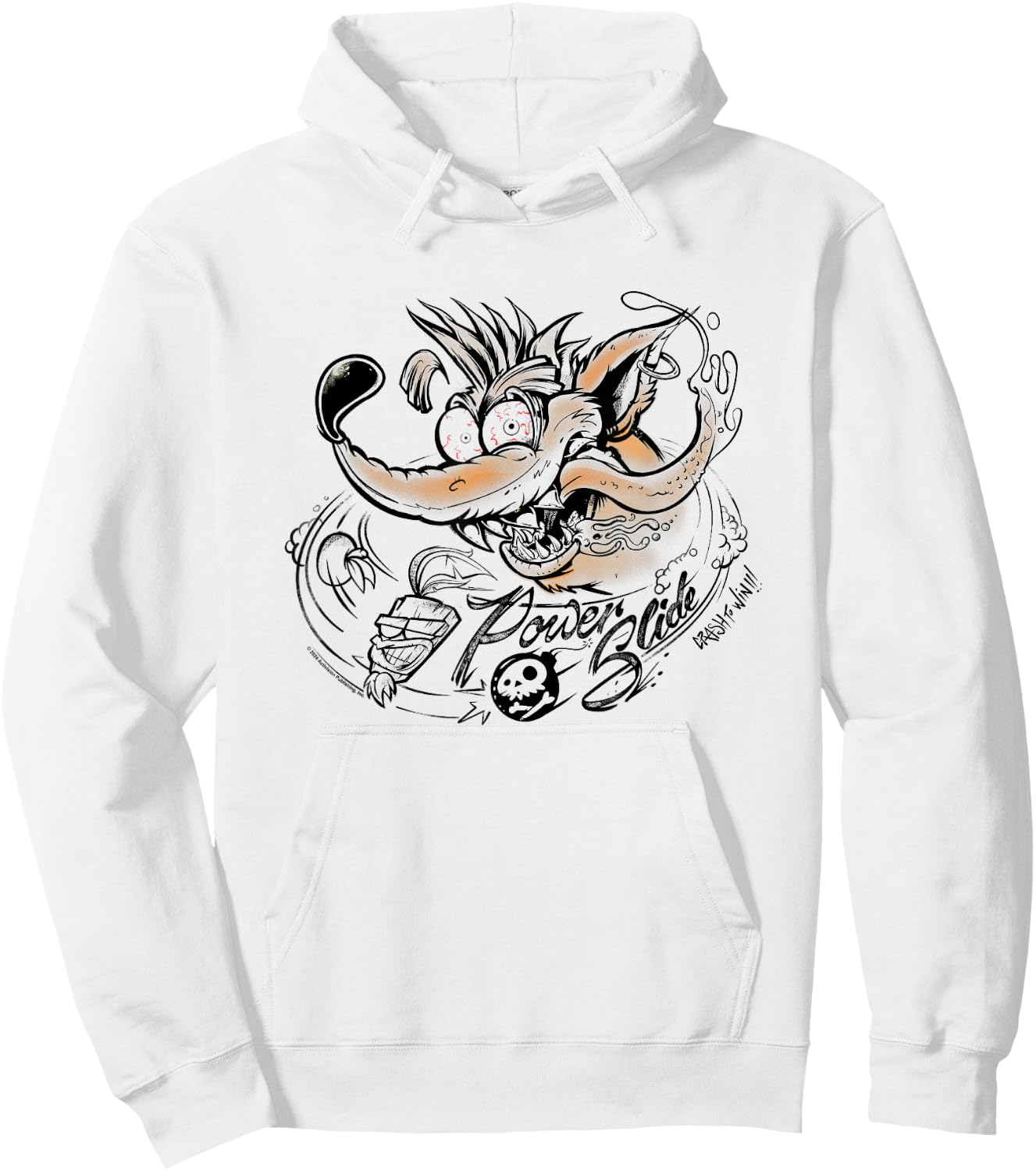 Crash Bandicoot Power Slide Crazy Crash To Win Chest Logo Hoodie - Hoodie | White