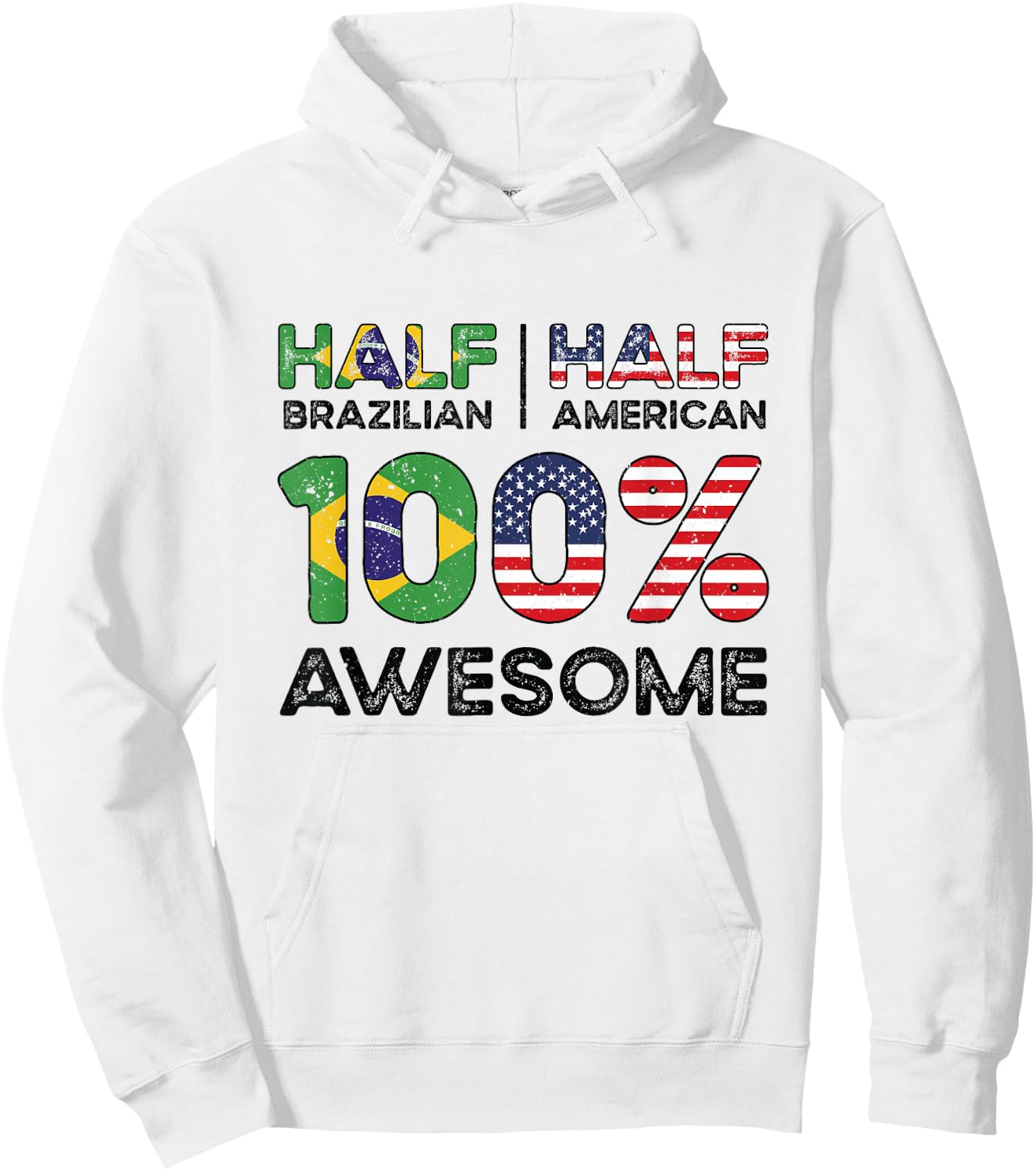 Brazilian American Patriot USA Grown Brazil US Flag Hoodie - Hoodie | White
