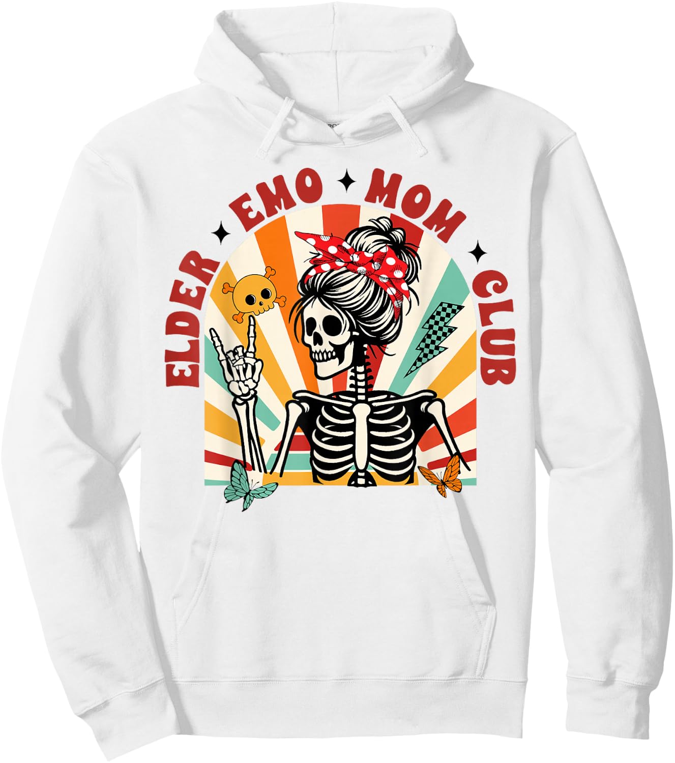 Mom Life Motherhood Messy Bun Skeleton Elder Emo Mom Club Hoodie - Hoodie | White