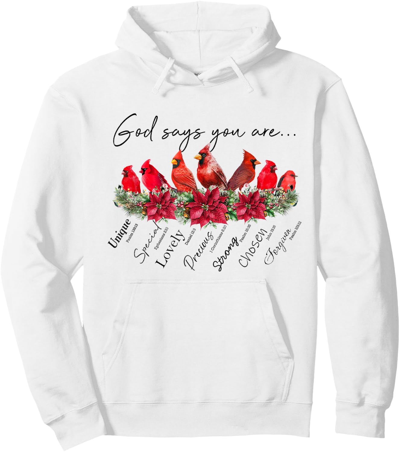 God Says You Are Women Christian Religious Cardinal Bird Hoodie - Hoodie | White