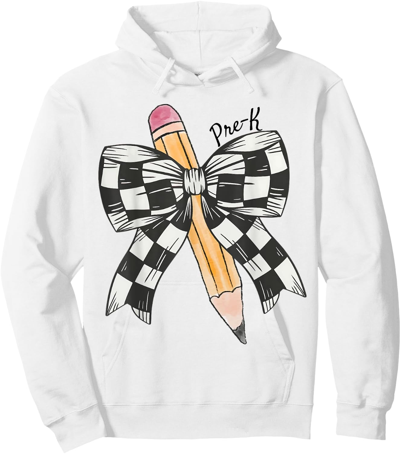 Coquette Pencil Bow Funny Pre K Teacher Kids Back To School Hoodie - Hoodie | White