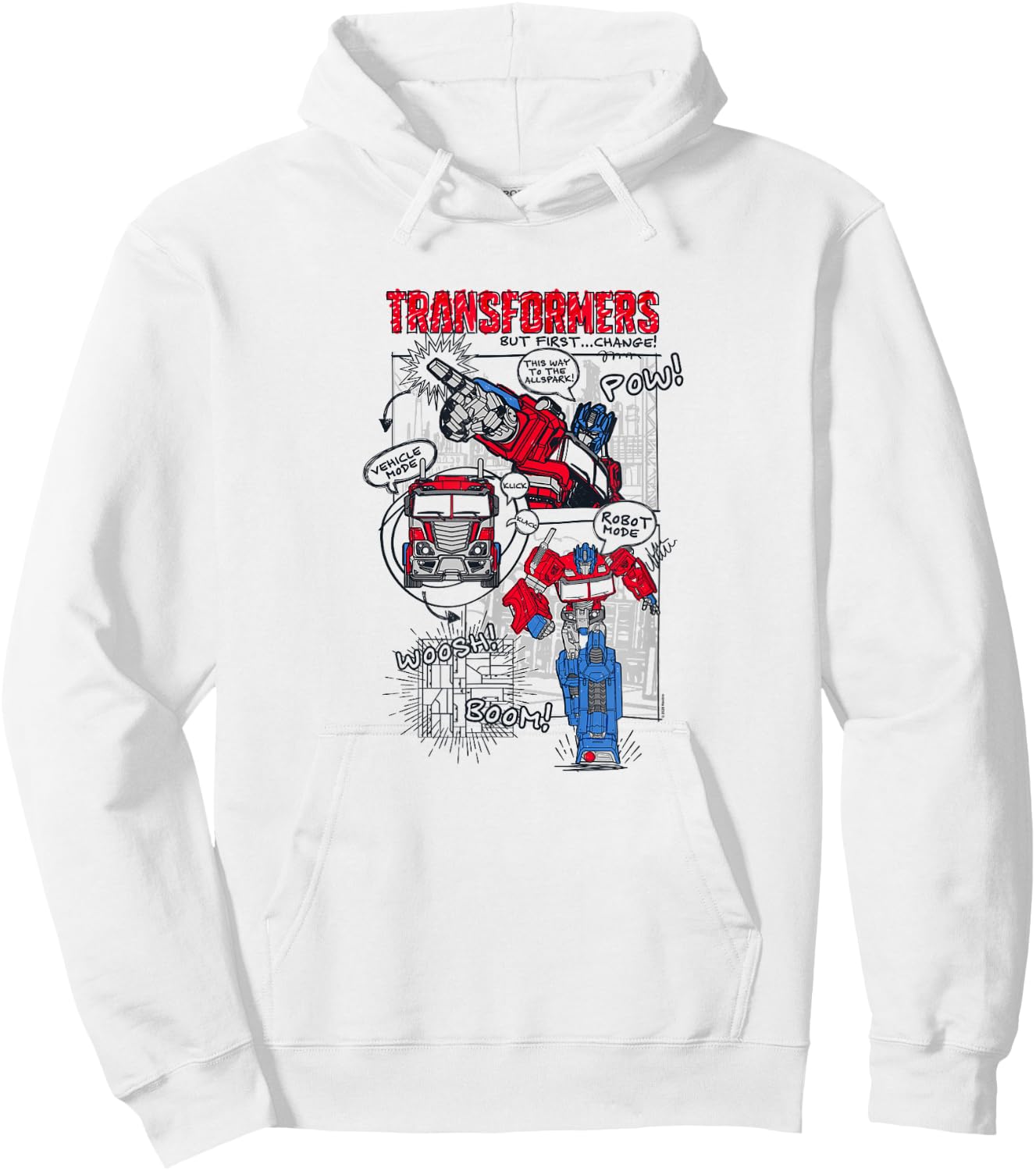 Transformers Optimus Prime Transformation Comic Strip Hoodie - Hoodie | White