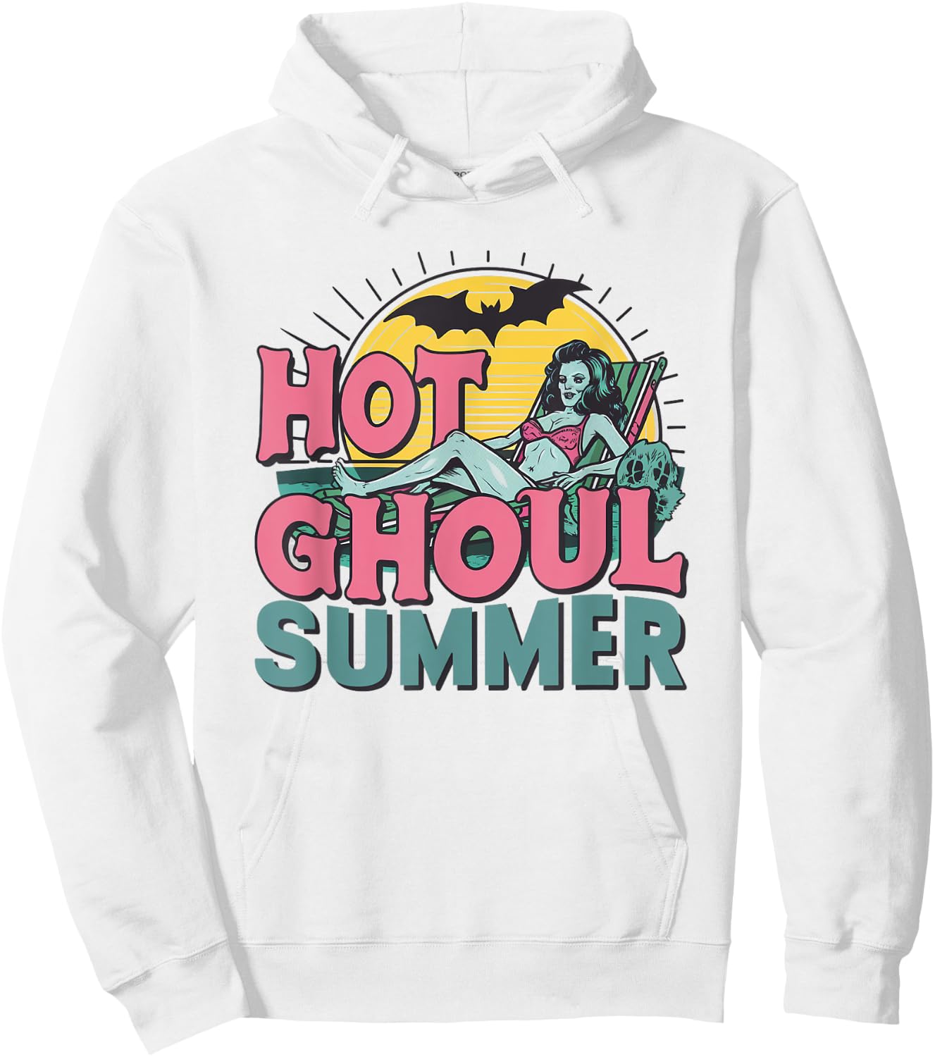 Hot Ghoul Summer Spooky Retro Zombie Pin-Up Halloween Hoodie - Hoodie | White