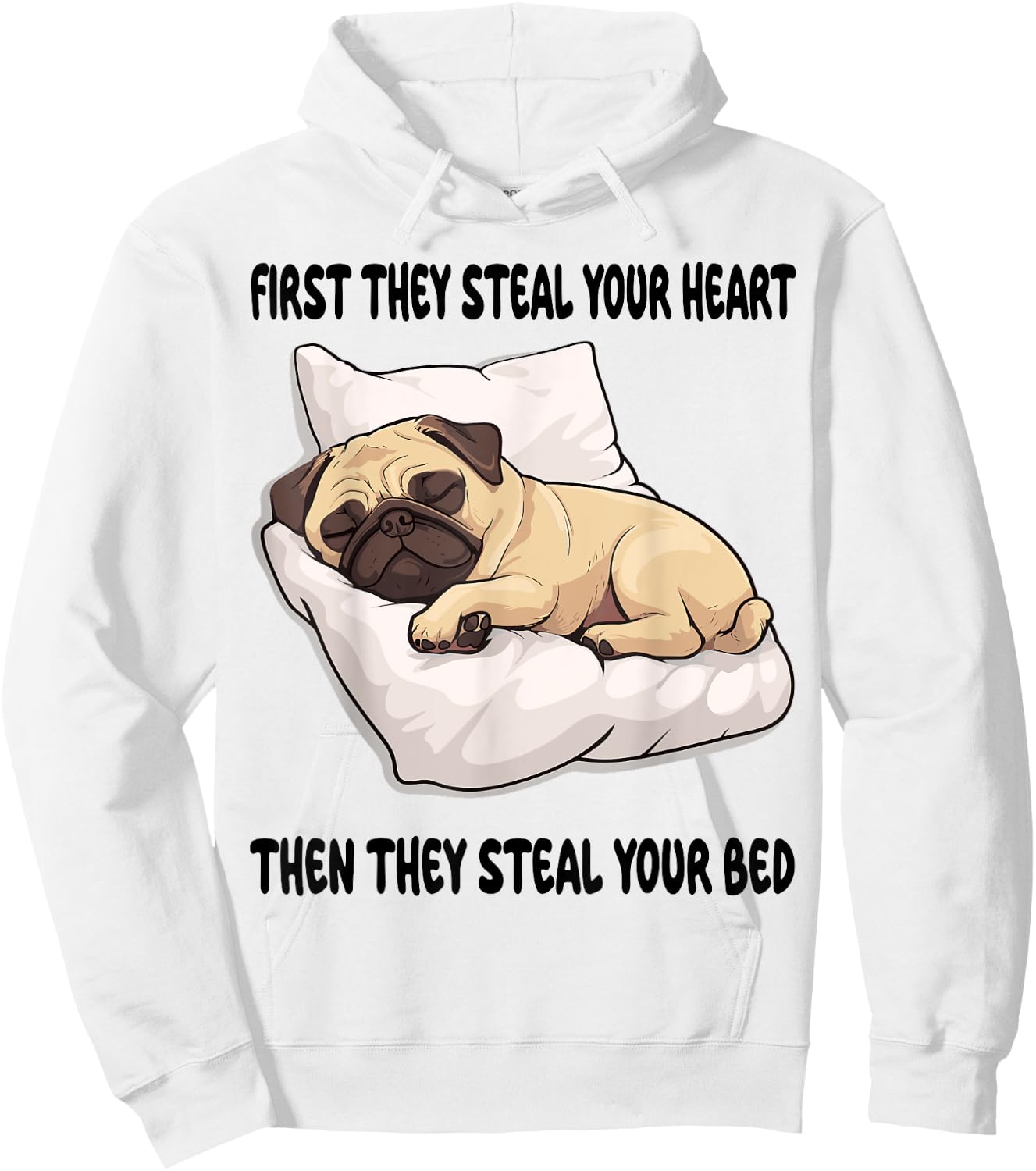 Pug Sleeping Pajamas Nightgown Hoodie - Hoodie | White