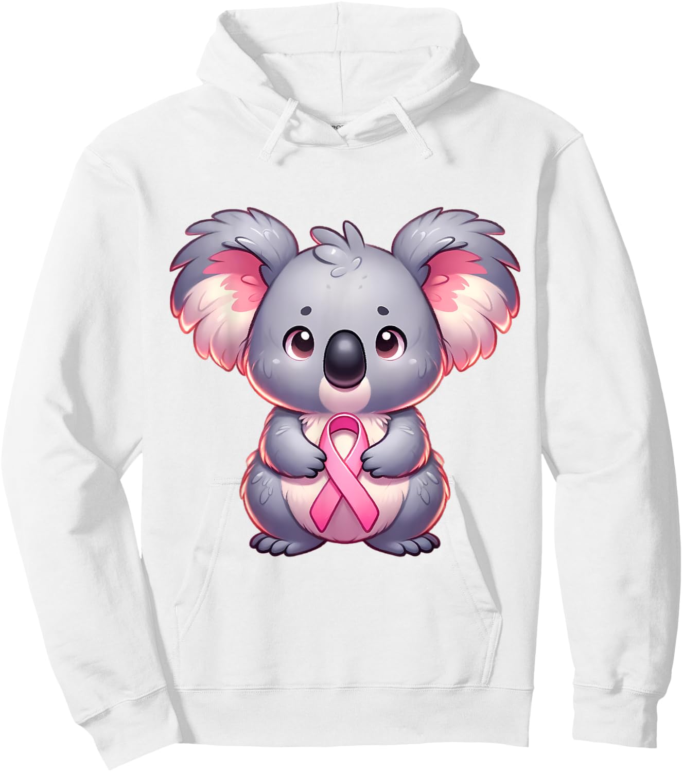 Breast Cancer Awareness Cute Koala Pink Ribbon Animal Hoodie - Hoodie | White