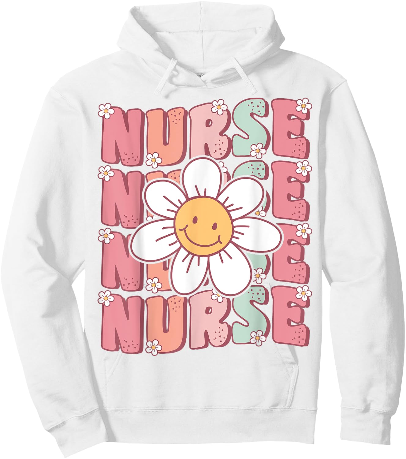 Groovy Nurse Cute Daisy Flower Retro School Nurse ICU CNA RN Hoodie - Hoodie | White
