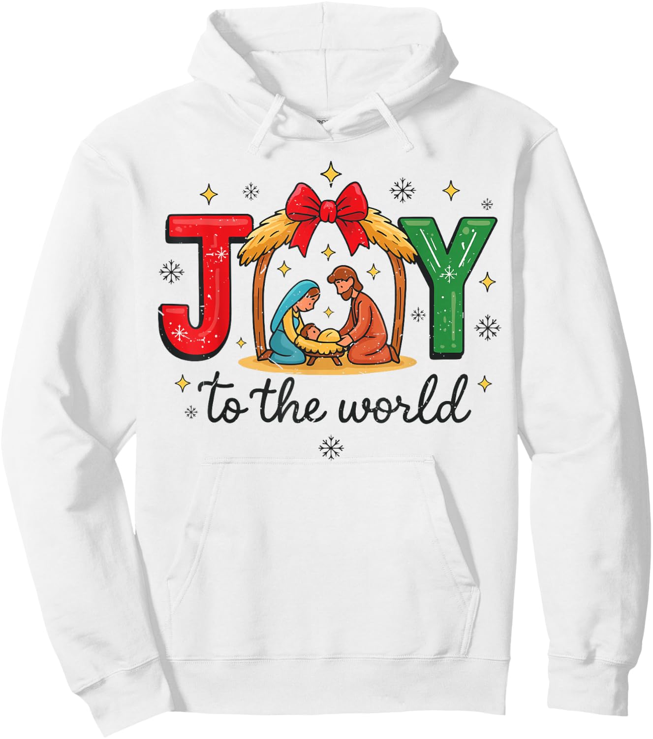 Women Joy to The World God Christmas Family Pajama Christian Hoodie - Hoodie | White