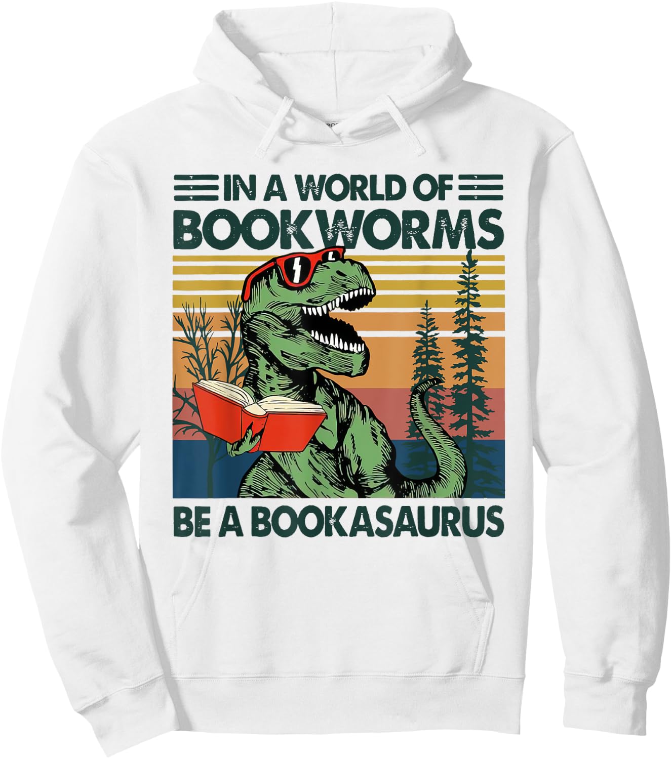 In A World Of BookWorms Be A BookAsaurus Vintage Hoodie - Hoodie | White