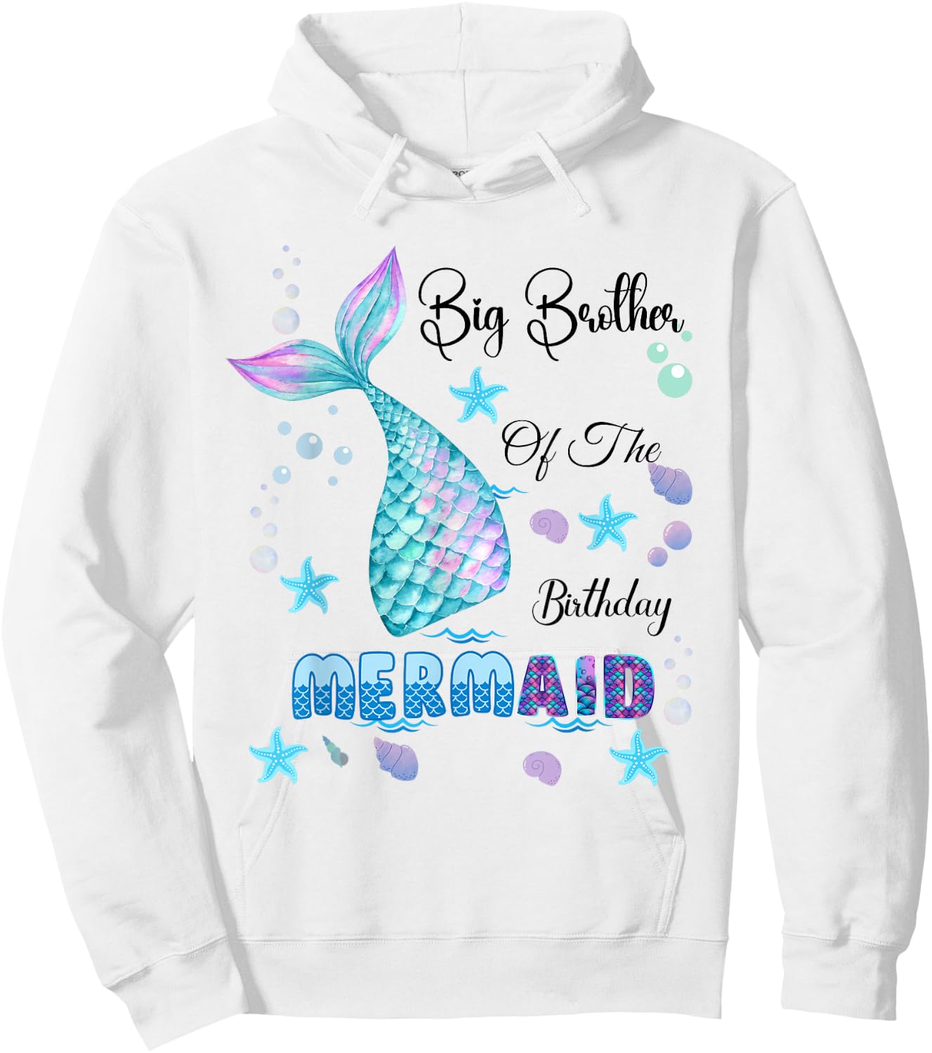 Big Brother Of The Birthday Mermaid Bday Party Mermaid Kids Hoodie - Hoodie | White