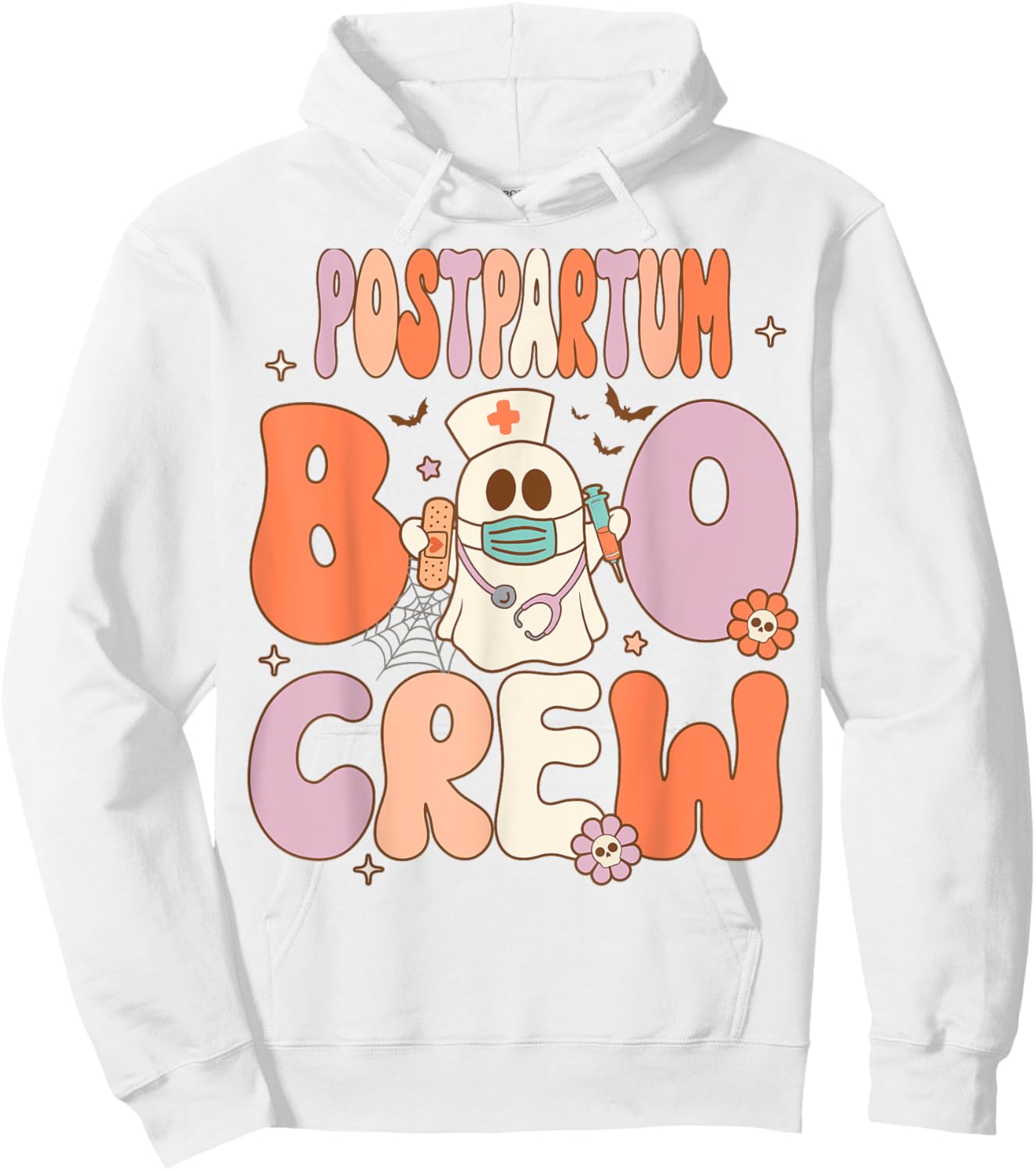 Postpartum Nurse Boo Crew Halloween Mother Baby Nurse Hoodie - Hoodie | White