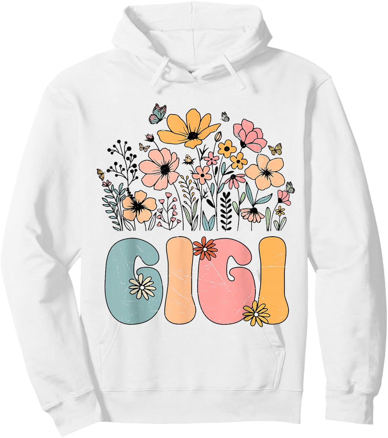Wildflower Gigi for Grandma Grandmother Announcement Hoodie - Hoodie | White