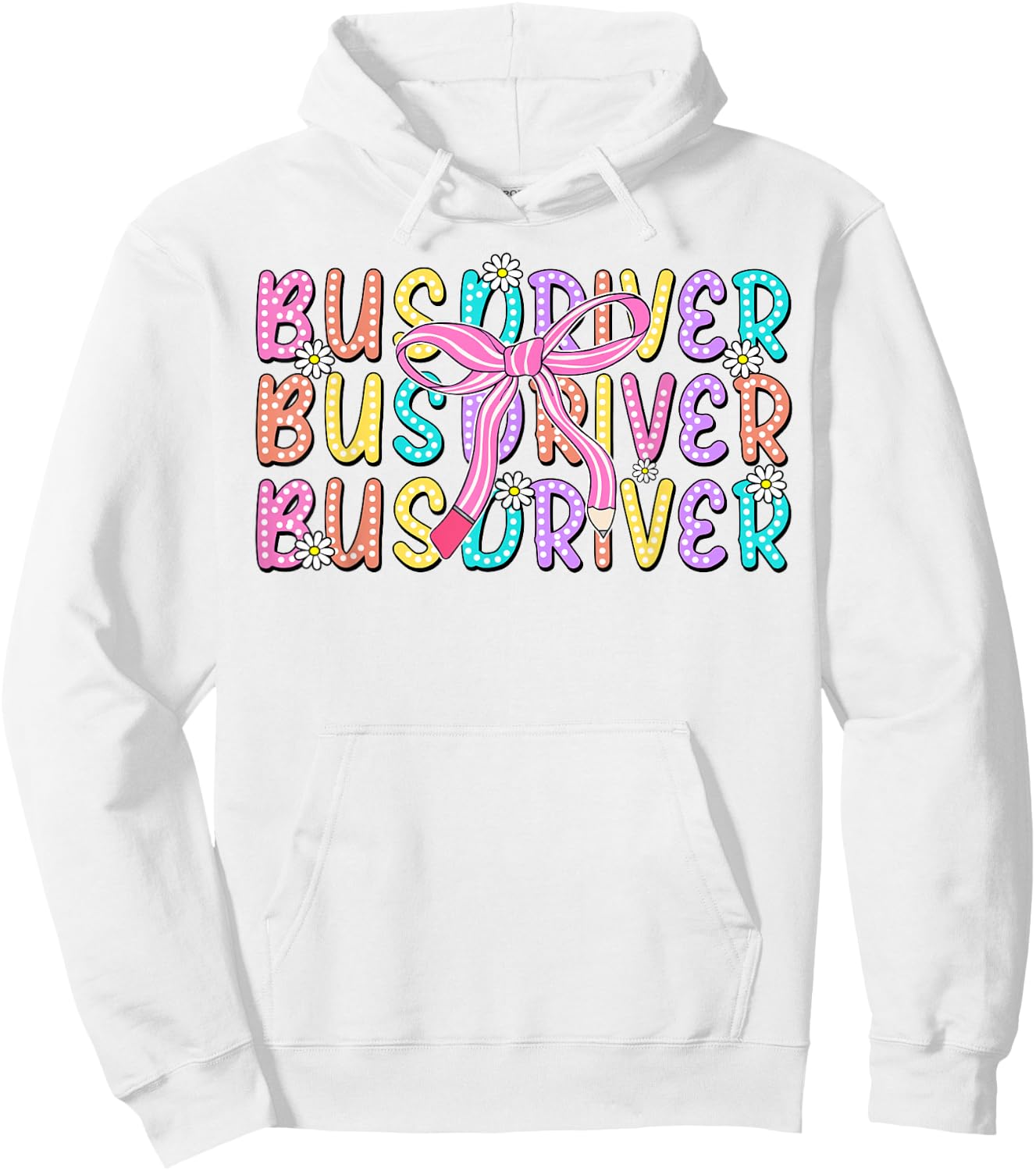 Cute Bus Driver Pencil Coquette Bow Back To School First Day Hoodie - Hoodie | White