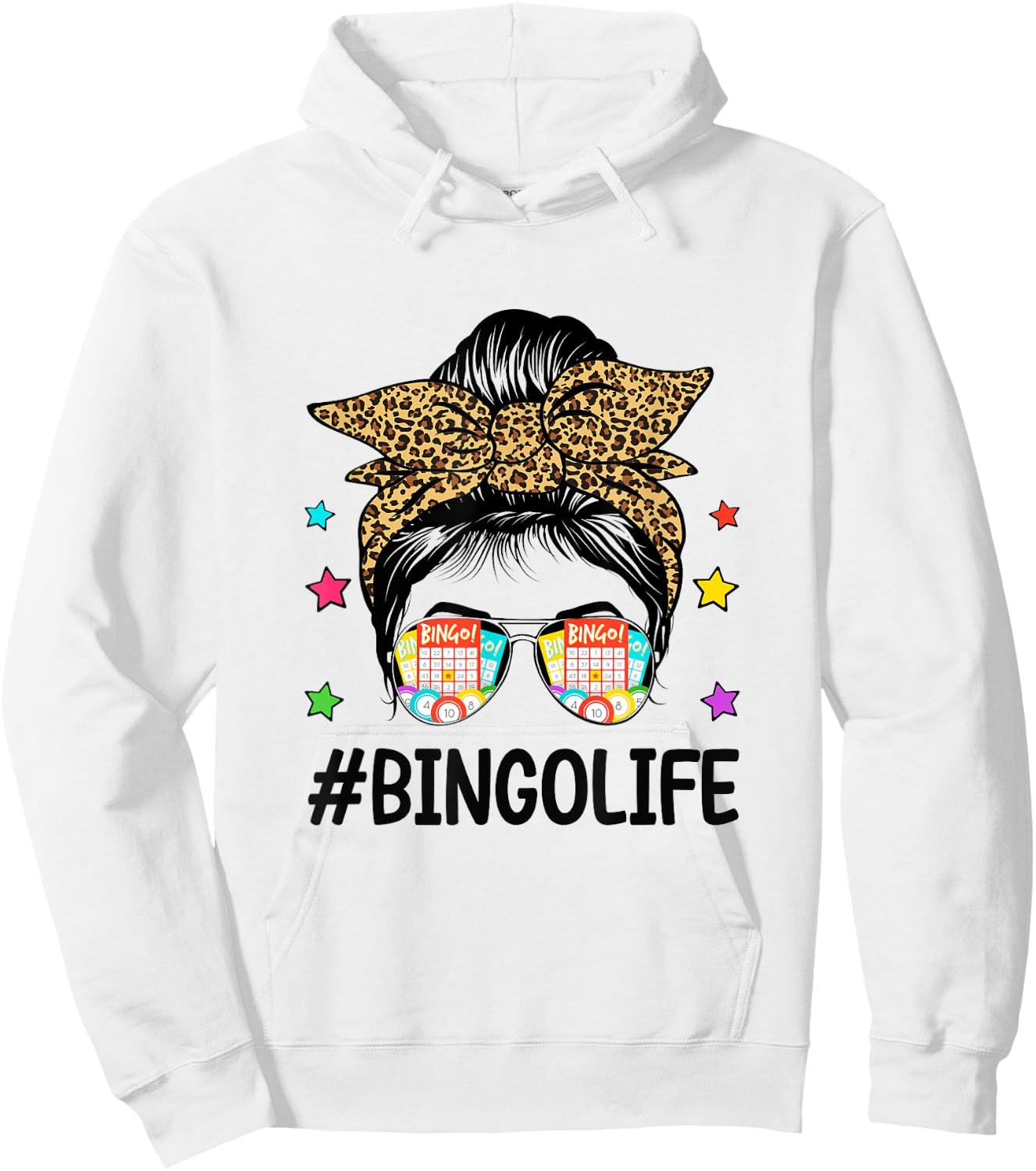 Bingo Life Messy Bun Bingo Lover Grandma Mom Mothers Day Hoodie - Hoodie | White