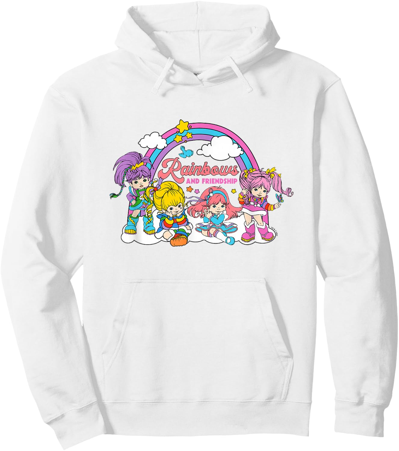 Rainbow Brite Cute Rainbows and Friendship Big Chest Logo Hoodie - Hoodie | White