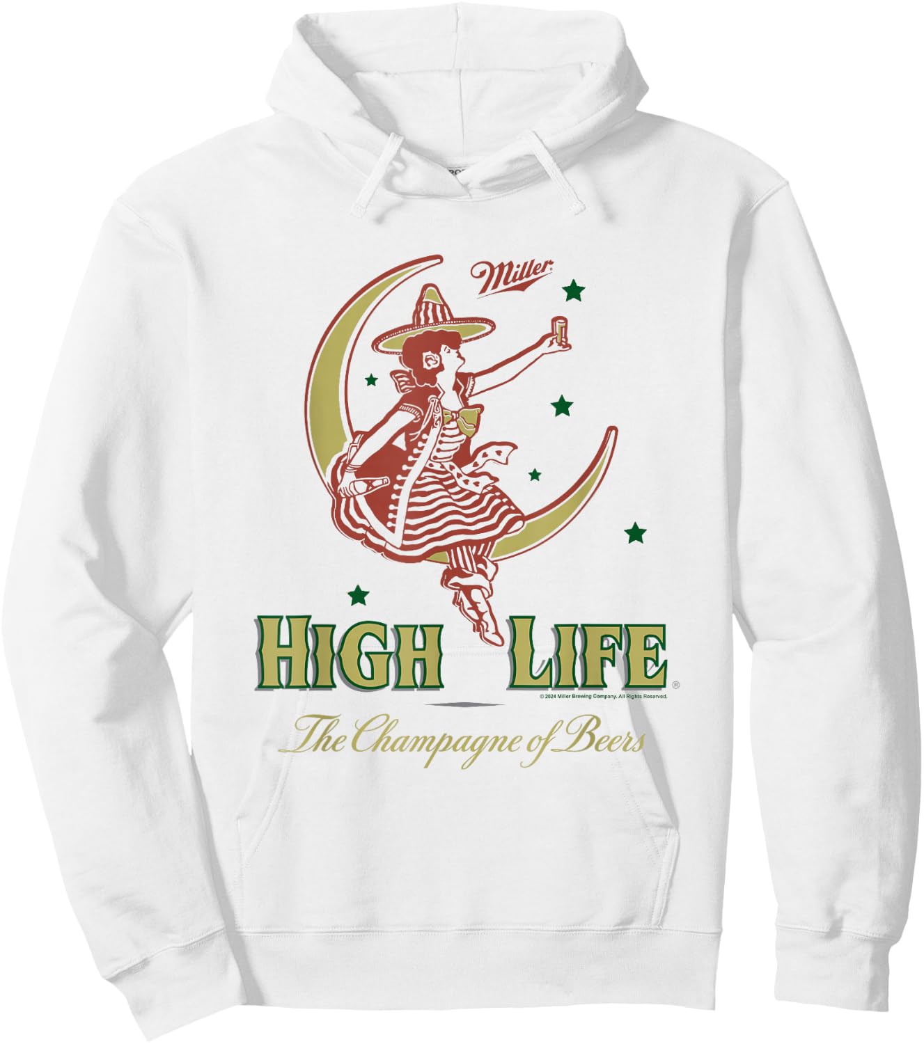 Miller High Life The Champagne Of Beers Girl On Moon Vintage Hoodie - Hoodie | White