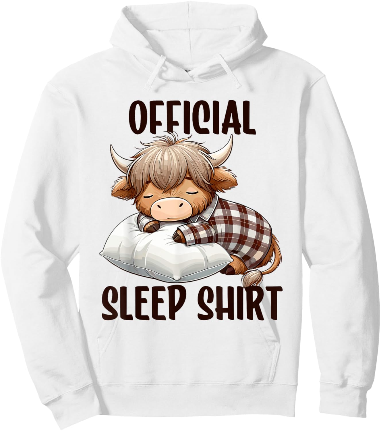 Highland Cow, Nightgown Official Sleepshirt Nightshirt Sleep Hoodie - Hoodie | White