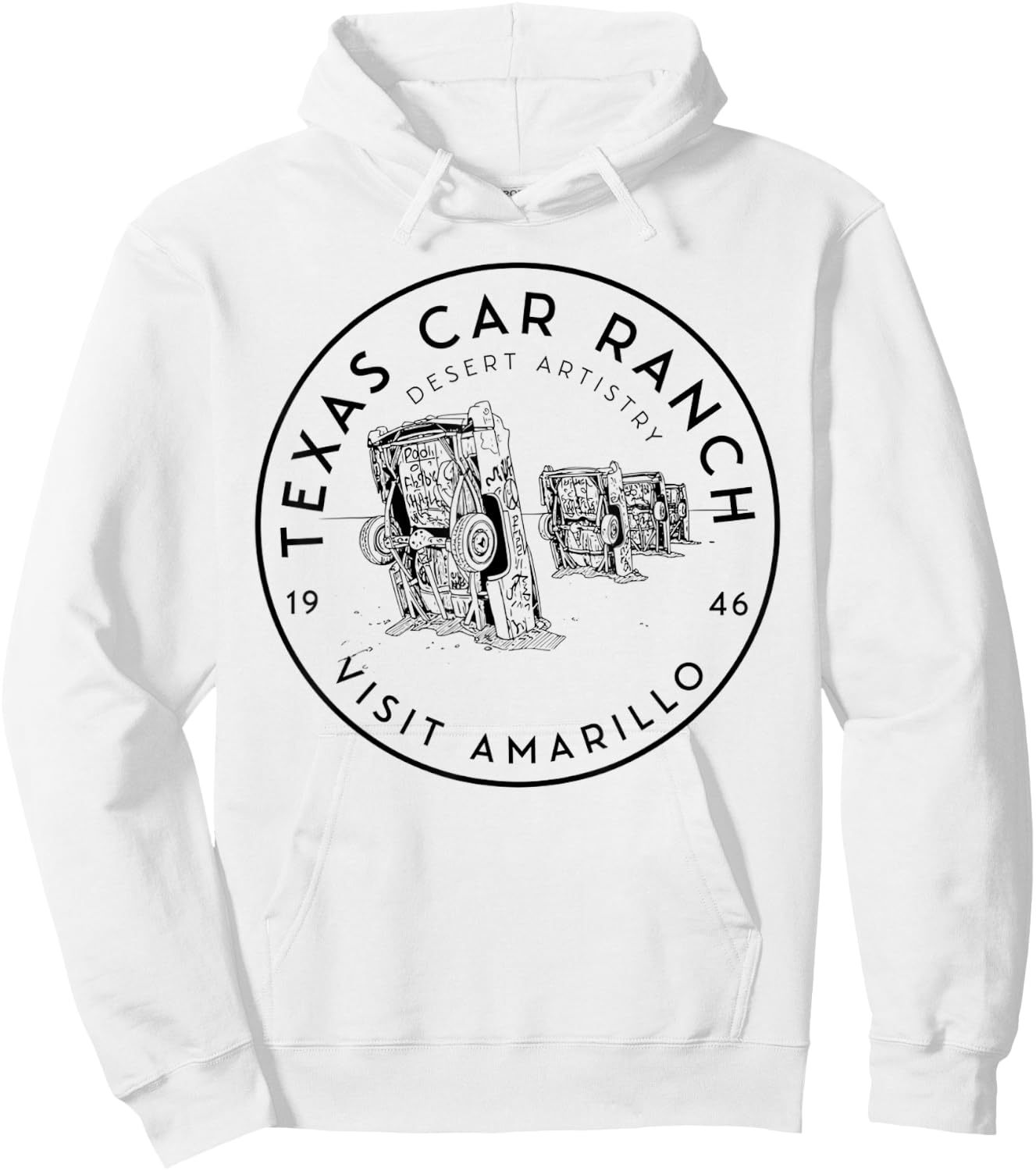 Texas Car Ranch - Visit Amarillo Landmark Logo Hoodie - Hoodie | White