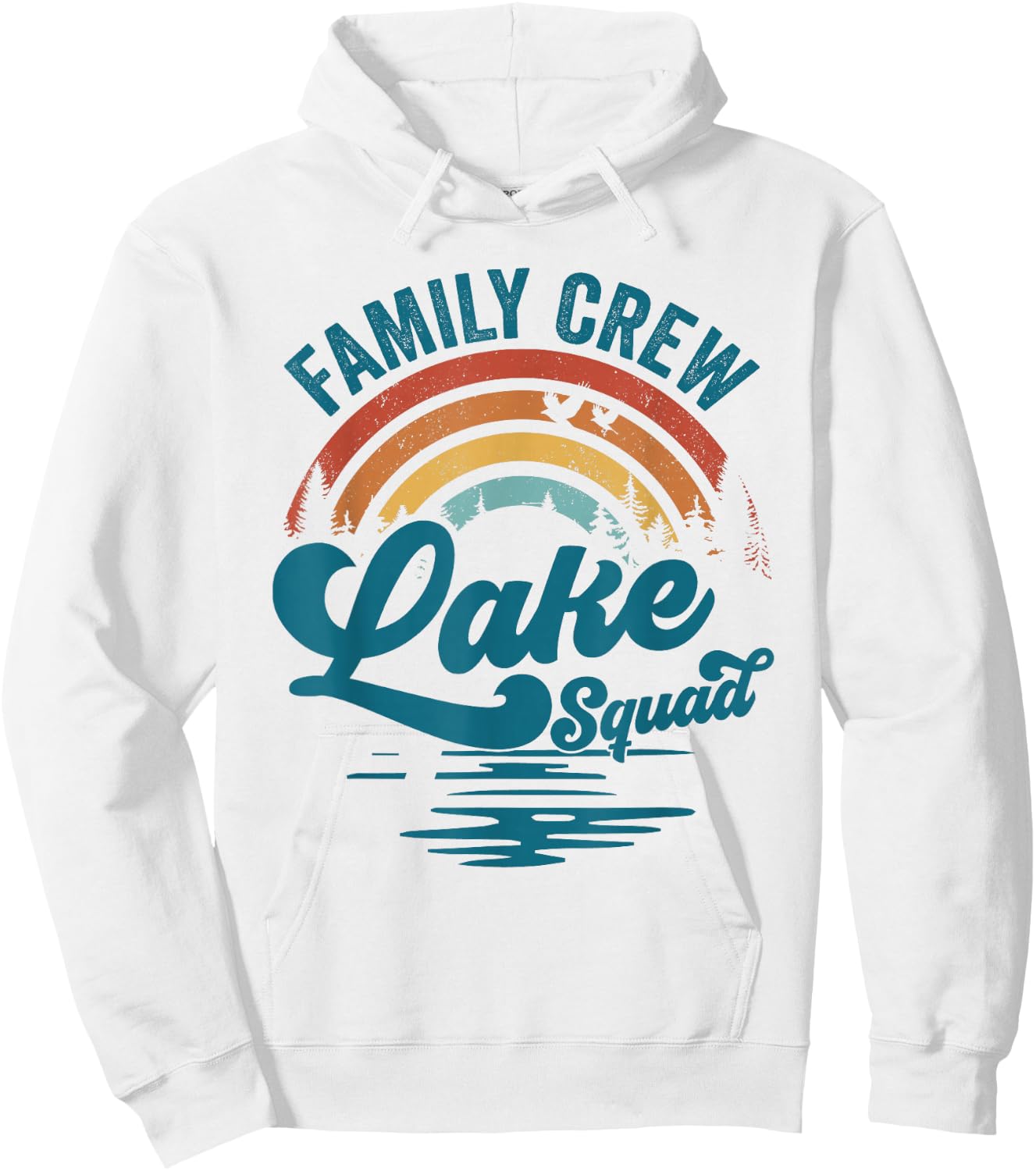 Family Crew Lake Squad Groovy Rainbow Vacation Lake Trip Hoodie - Hoodie | White