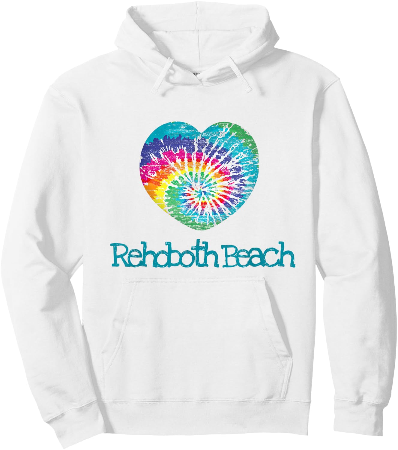 Love Heart Rehoboth Beach Tie Dye Batik Hippy 70's Mod Hoodie - Hoodie | White