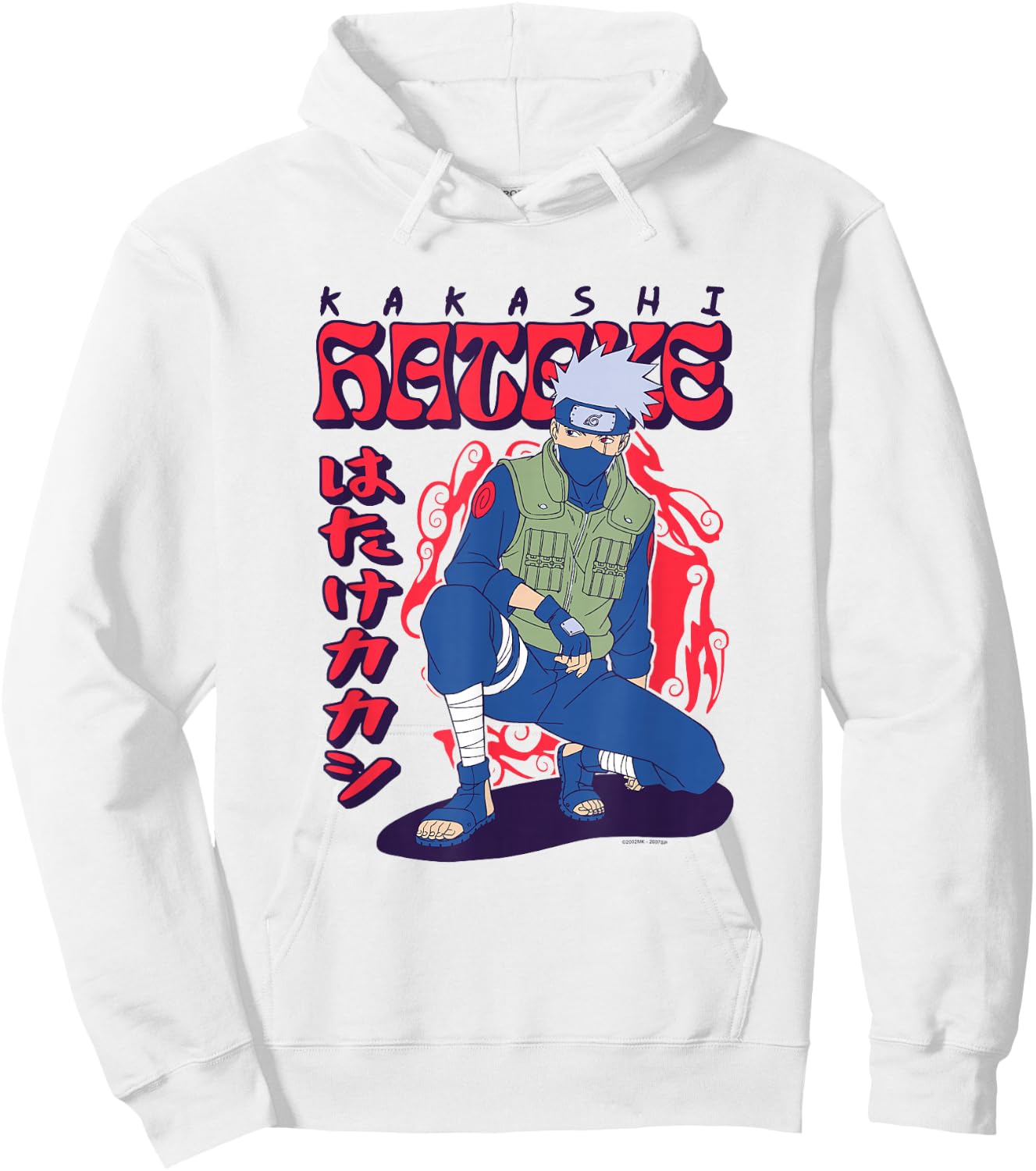 Naruto Shippuden Kakashi Wavy Text Hoodie - Hoodie | White