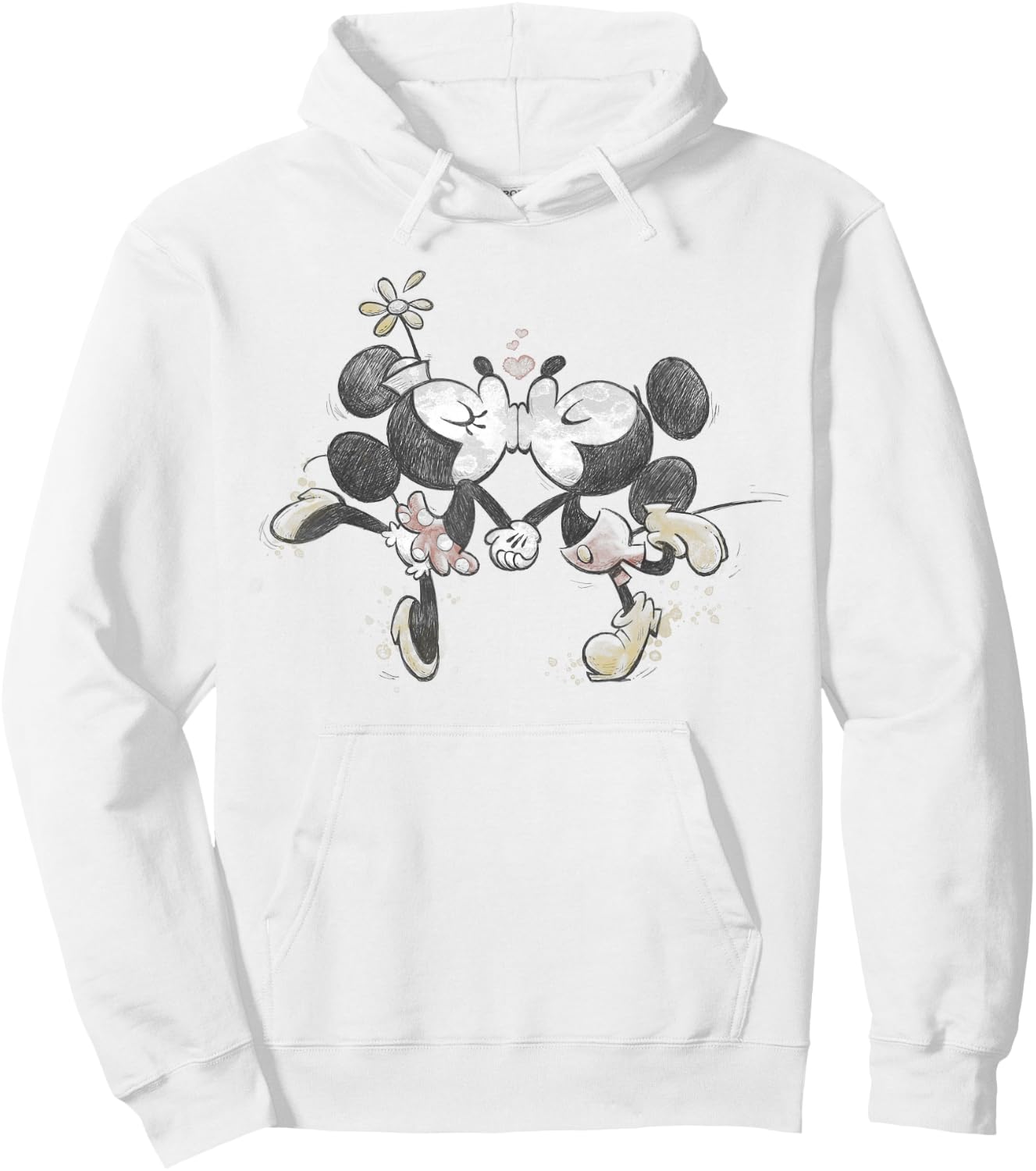 Disney - Valentines Mickey Minnie Kissing Face Hoodie - Hoodie | White