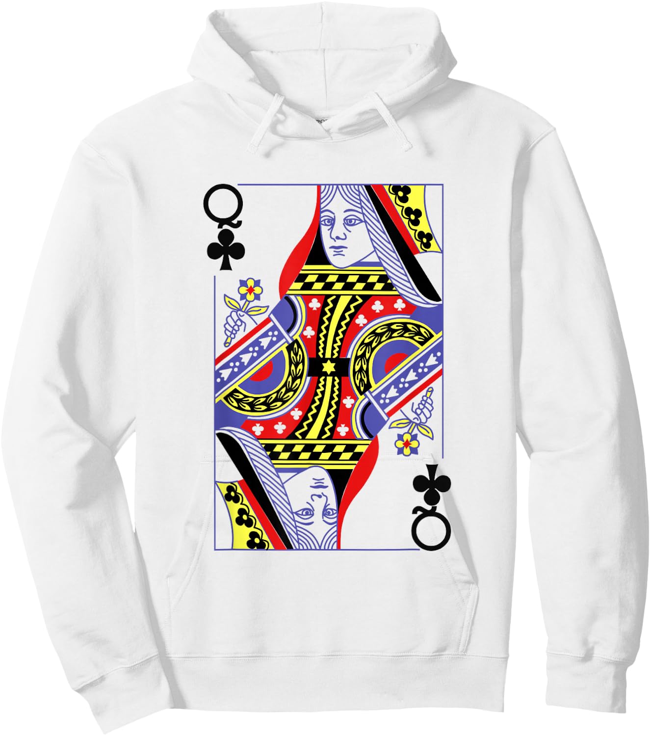 Queen Of Clubs Royal Flush Costume Halloween Playing Cards Hoodie - Hoodie | White