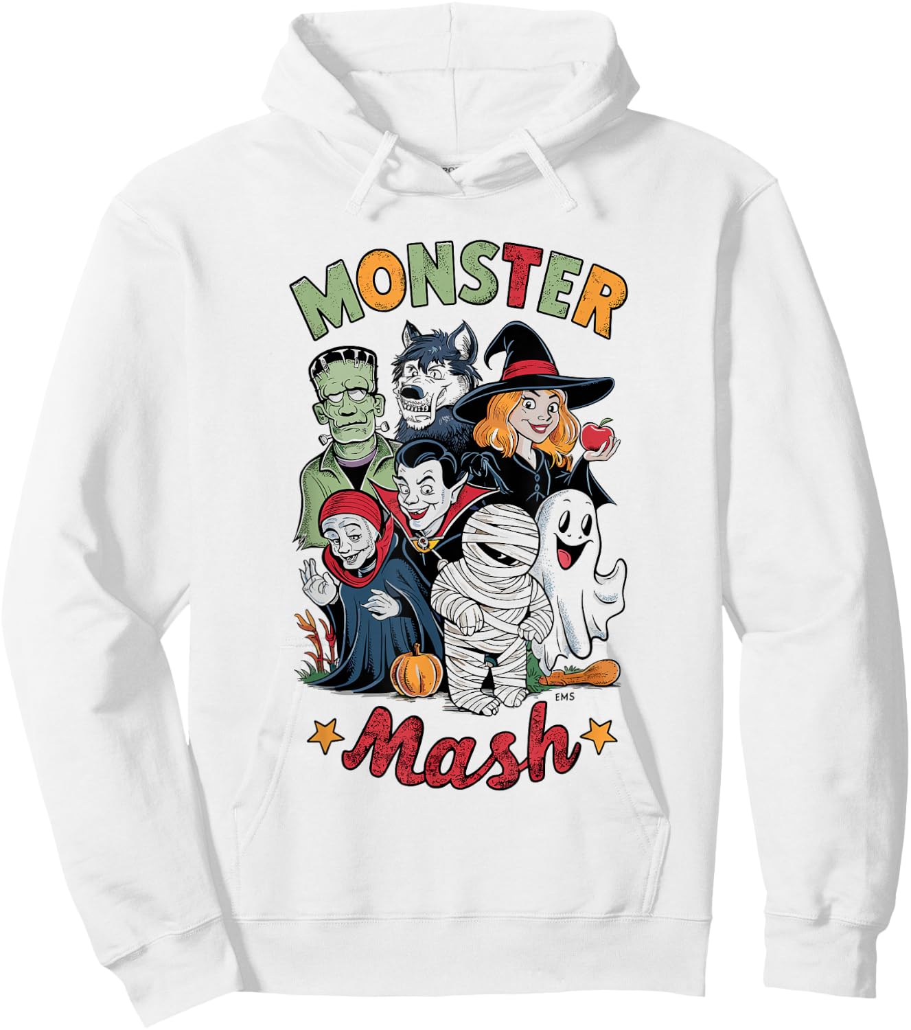 Vintage HALLOWEEN SHIRT | Classic Monster Characters Mash Hoodie - Hoodie | White