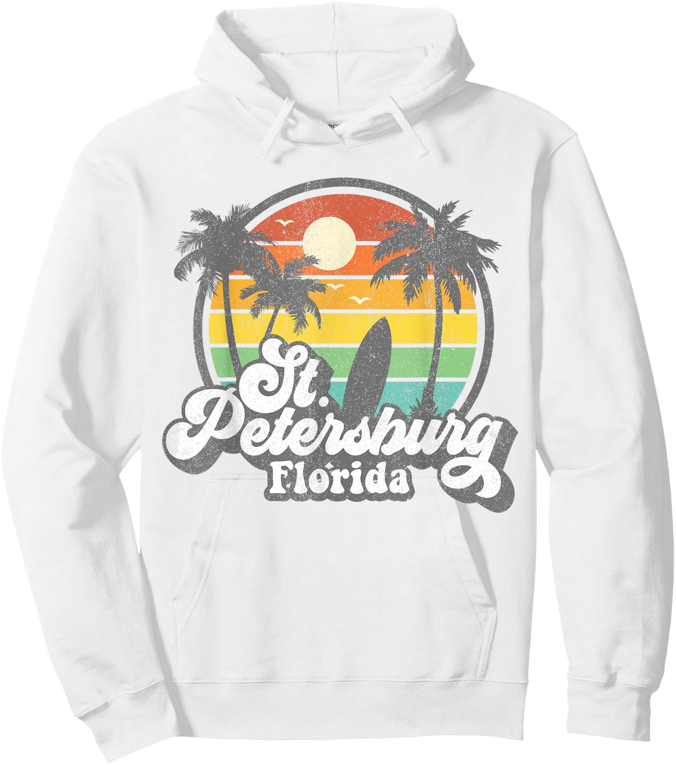 Vintage St. Petersburg Beach Florida Surfing Retro Surf Gift Women Girls Kids Hoodie - Hoodie | White