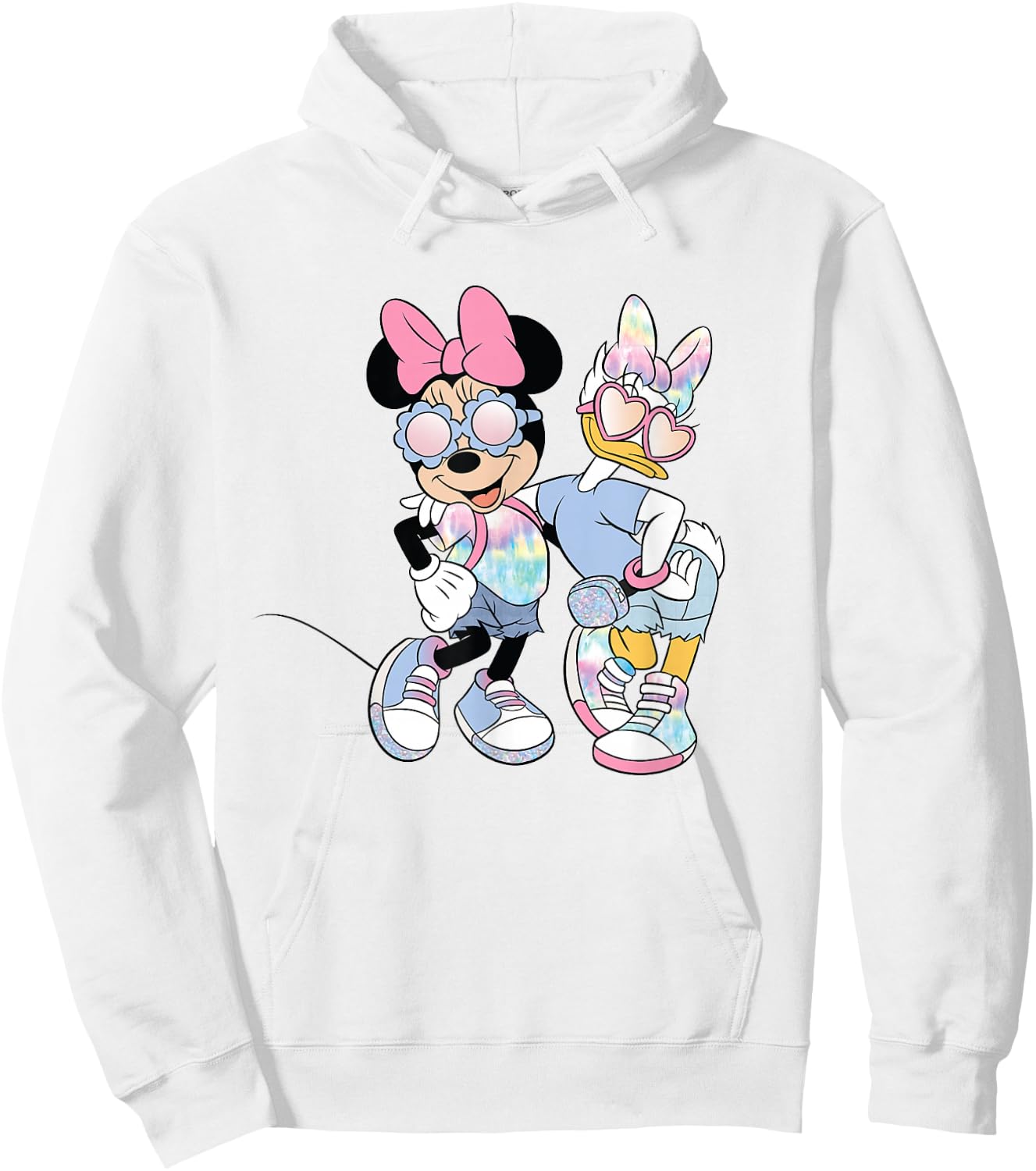 Disney Mickey and Friends Cool Minnie and Daisy Chest Logo Hoodie - Hoodie | White
