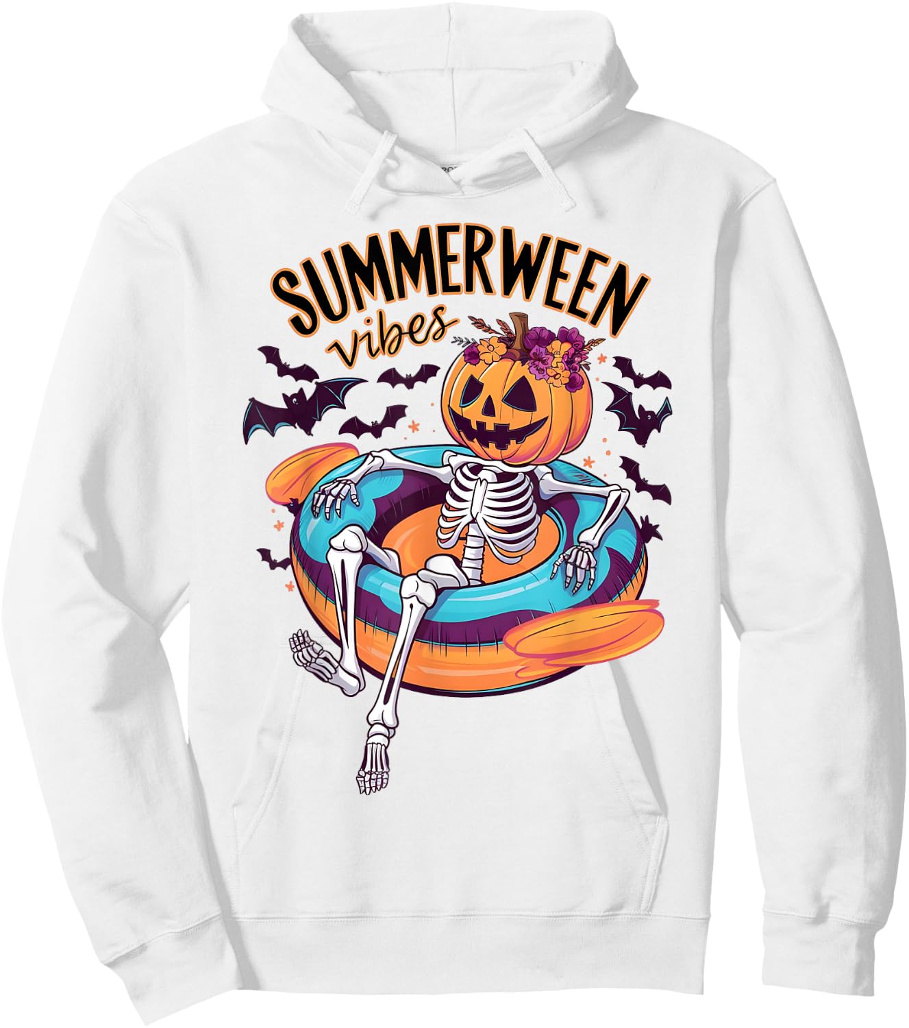 Summerween Vibes Skeleton Pumpkin Summer Vacation Men Women Kids Hoodie - Hoodie | White
