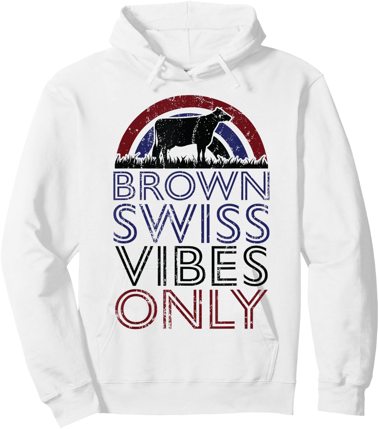 Cow Vibes Only - Cow Breeder Brown Swiss Cattle Farmer Hoodie - Hoodie | White